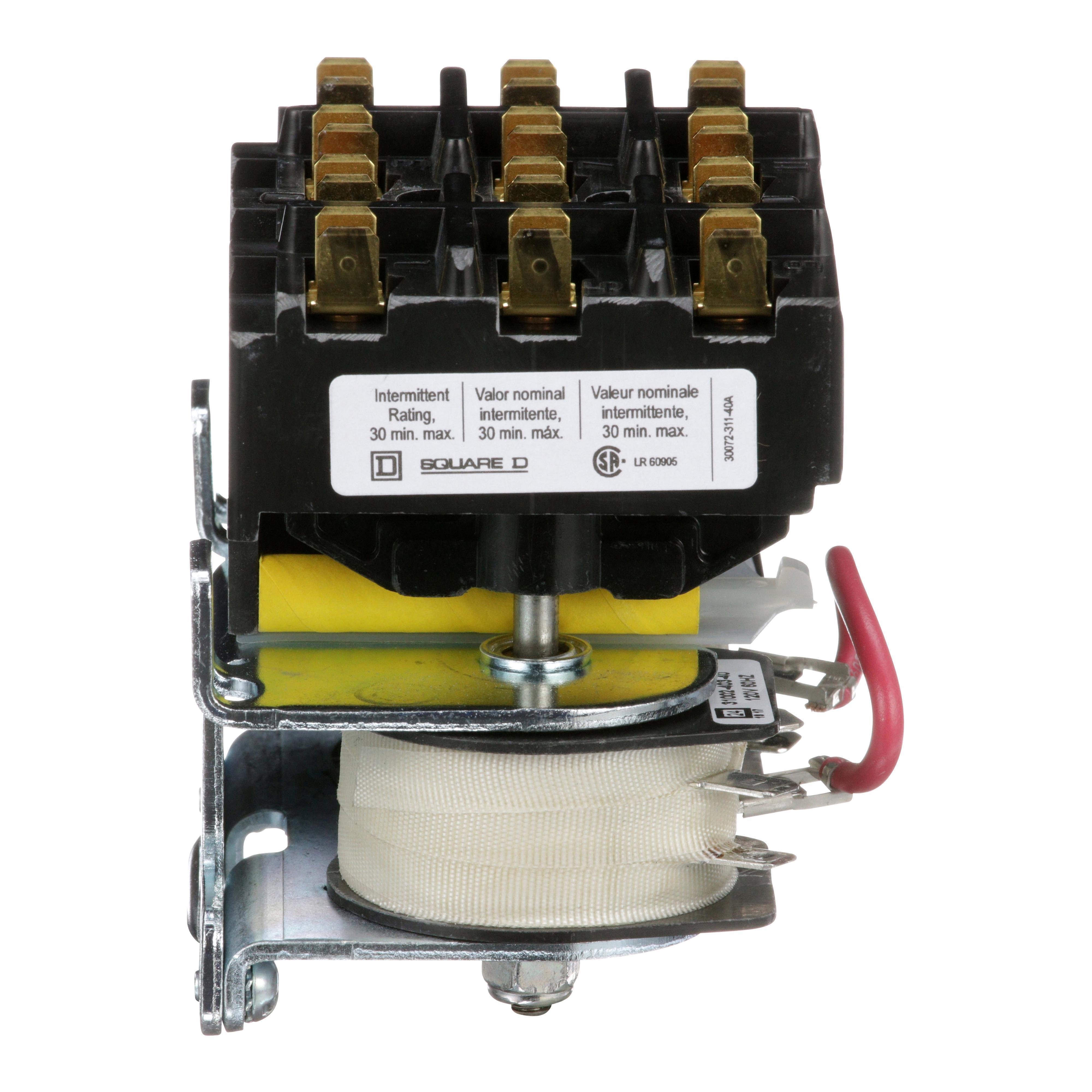 Picture of 8965RO10V02 - Contactor, 8965RO, hoist, reversing, 3hp at 480VAC, 3 phase, 120VAC coil, quick connect terminals. open style