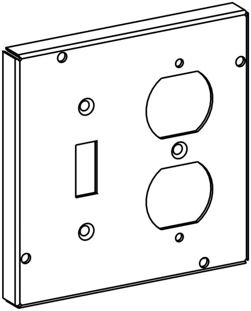 5512 - RAISED 1/2", 4-11/16" SQUARE (5S) TOGGLE SWITCH / DUPLEX RECEPTACLE INDUSTRIAL COVER