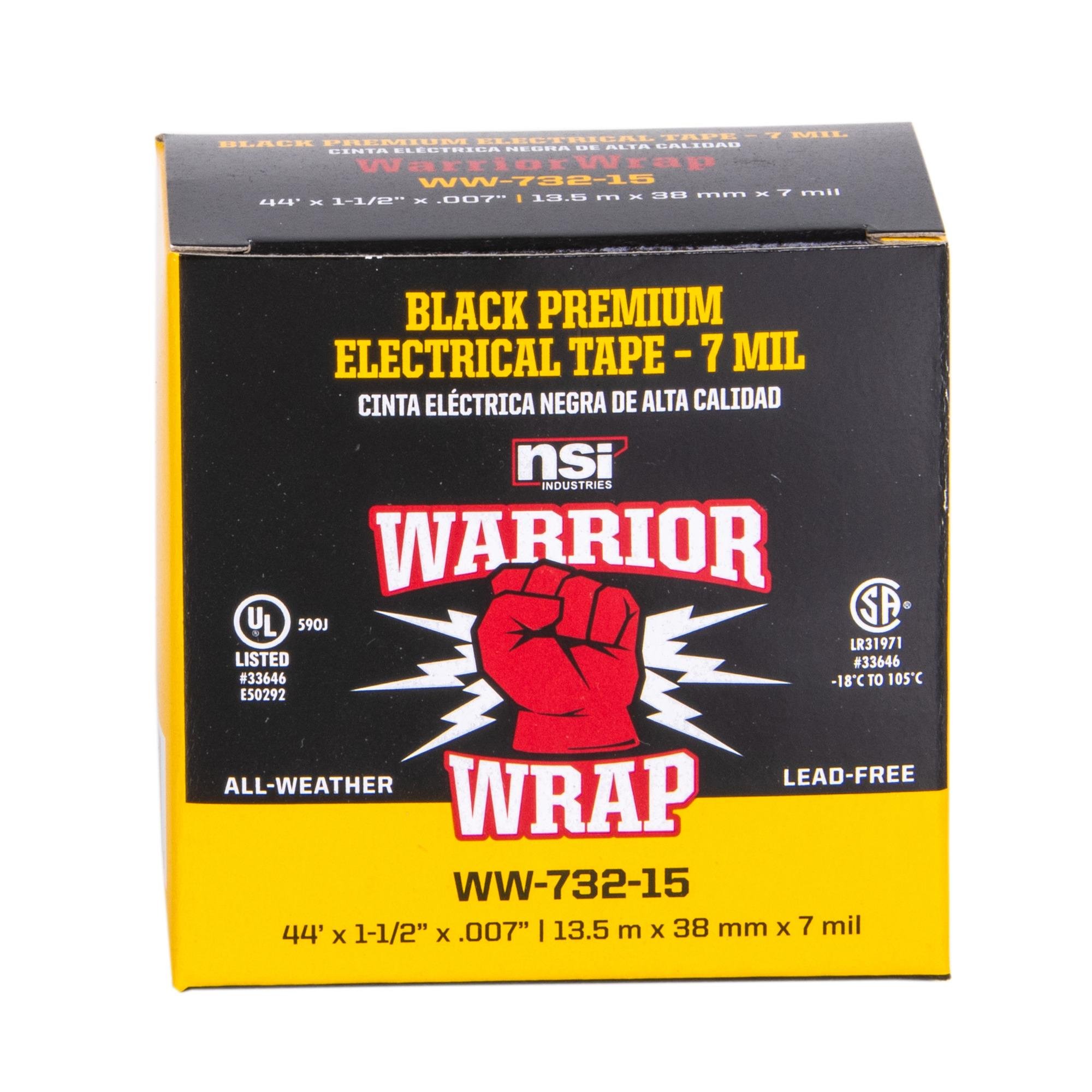 WW-732-15 - Professional Plus Black Vinyl Electrical Tape, 7mil, 1.5in Wide, 44ft Long