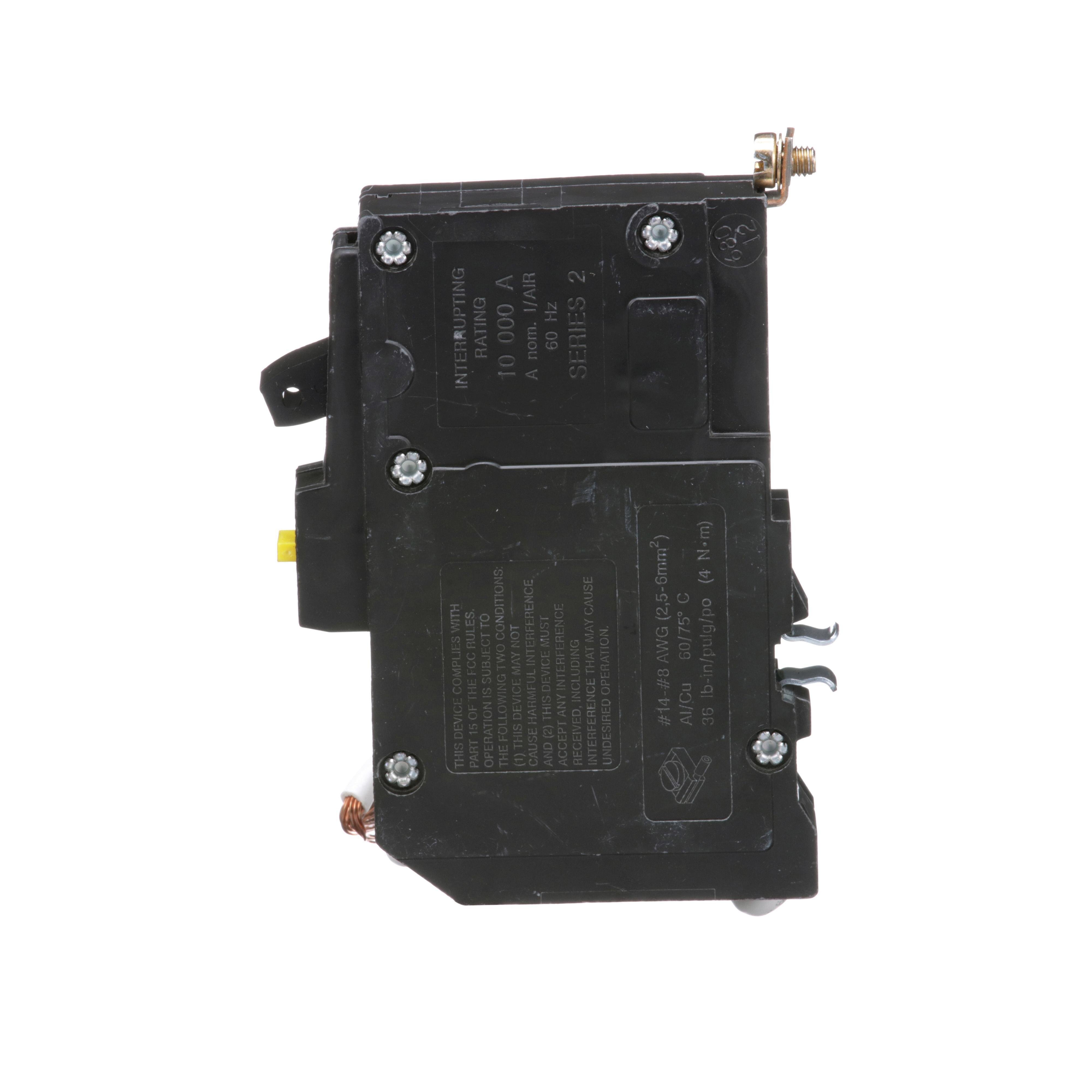 Picture of QOB130GFI - [TAA] Mini circuit breaker, QO, 30A, 1 pole, 120VAC, 10kA, bolt on, 6mA grd fault A, pigtail