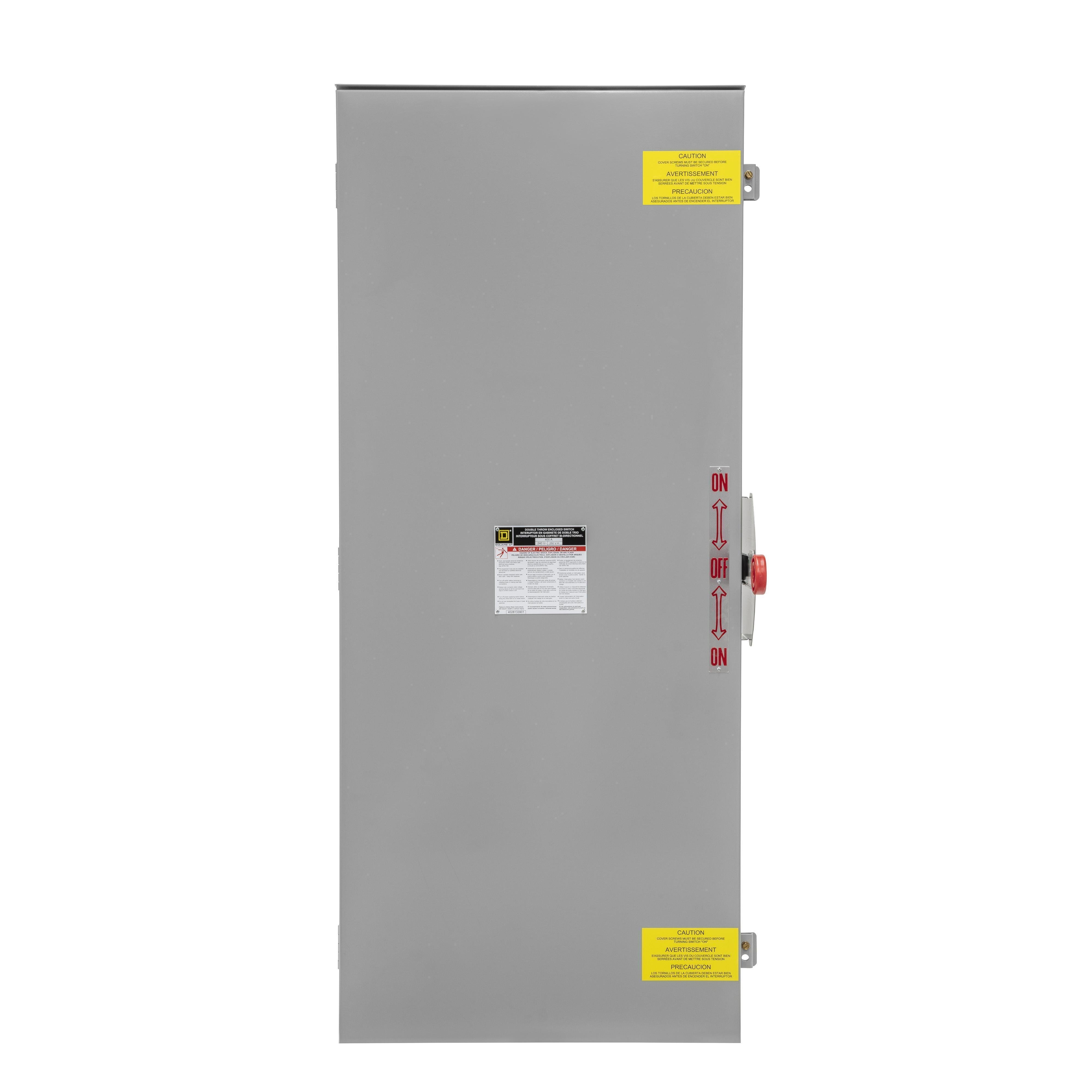 DTU365R - Safety switch, double throw, non fusible, 3 pole, 3 wire, 600VAC, 600VDC, 400A, Type 3R