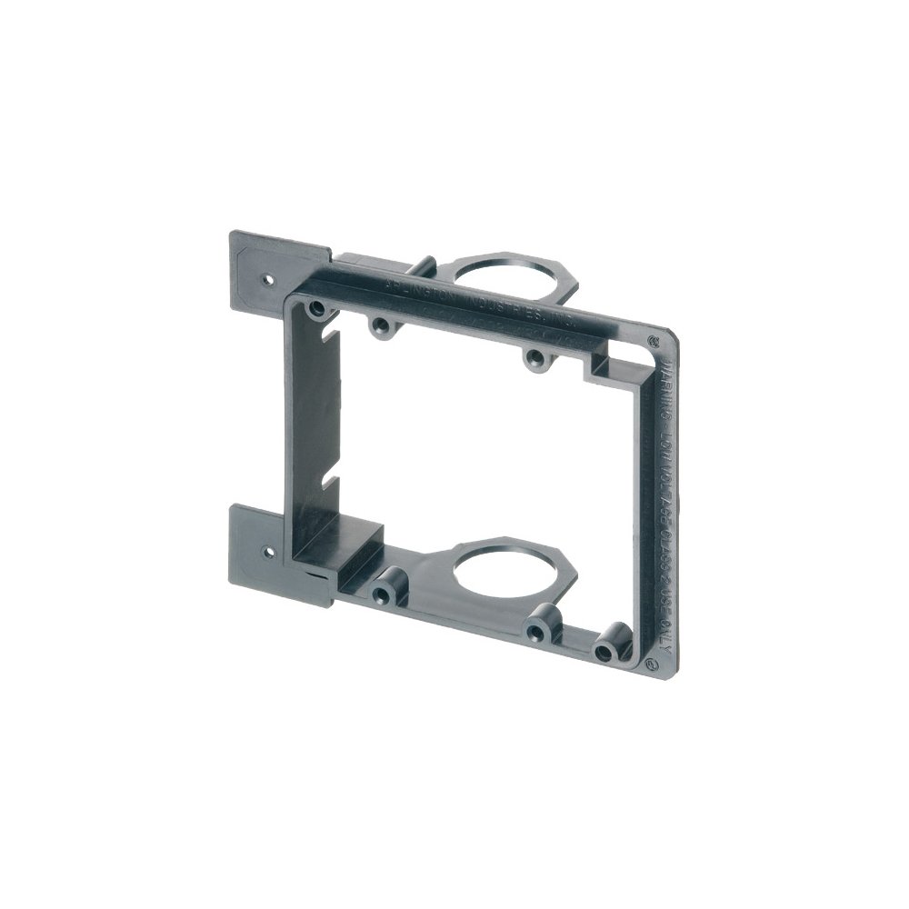 LVMB2 - Low voltage bracket for new construction. Mounts vertical on wood or metal studs. Non Metallic. Two Gang. For class 2 low voltage wiring. Built in 3/4" Knockout.