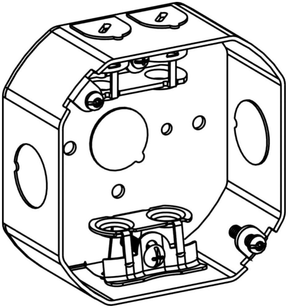 4RB-MC - 1-1/2" DEEP, 4" (4O) WELDED OCTAGON STEEL BOX WITH MC CLAMPS