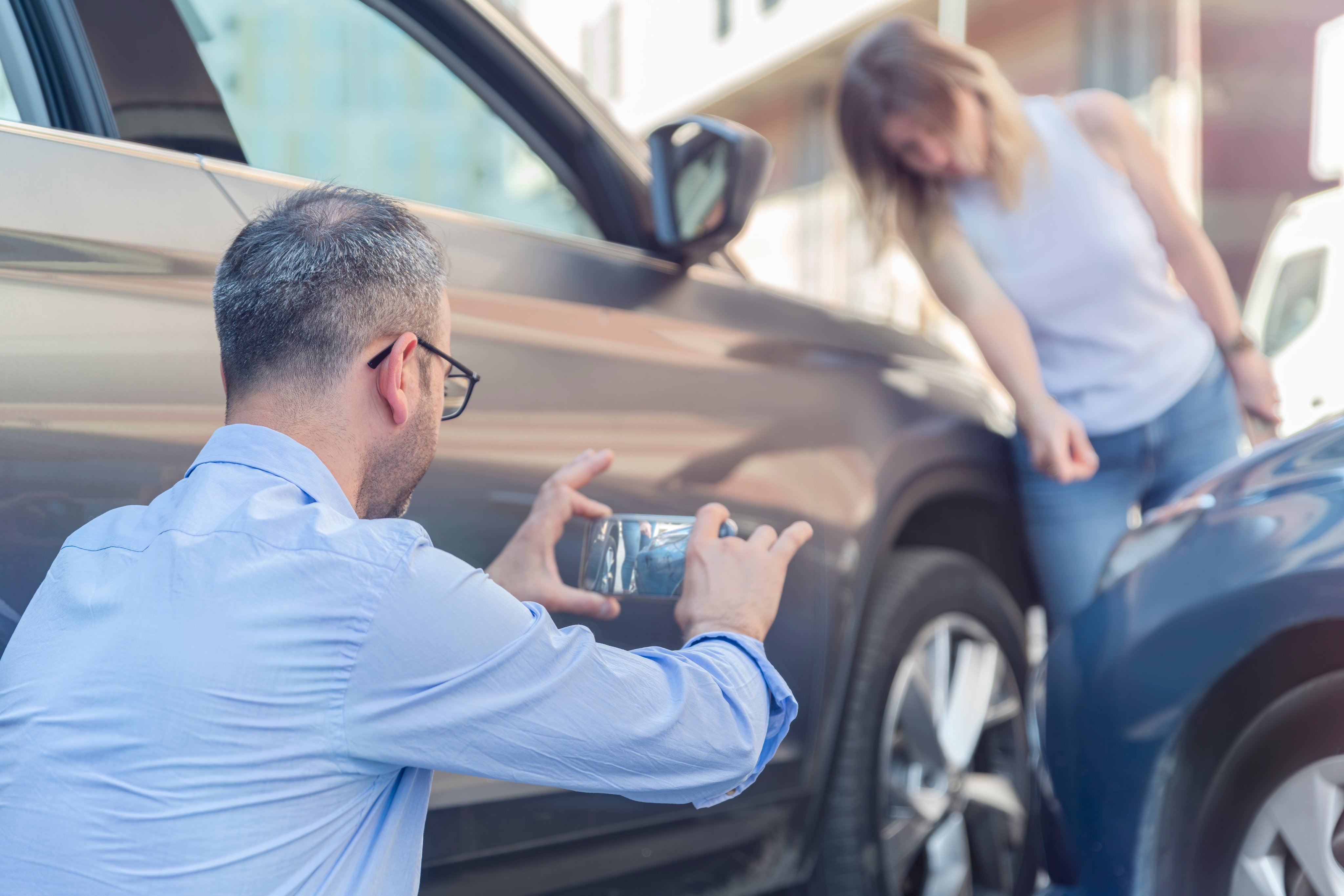 Photographing car after a traffic accident