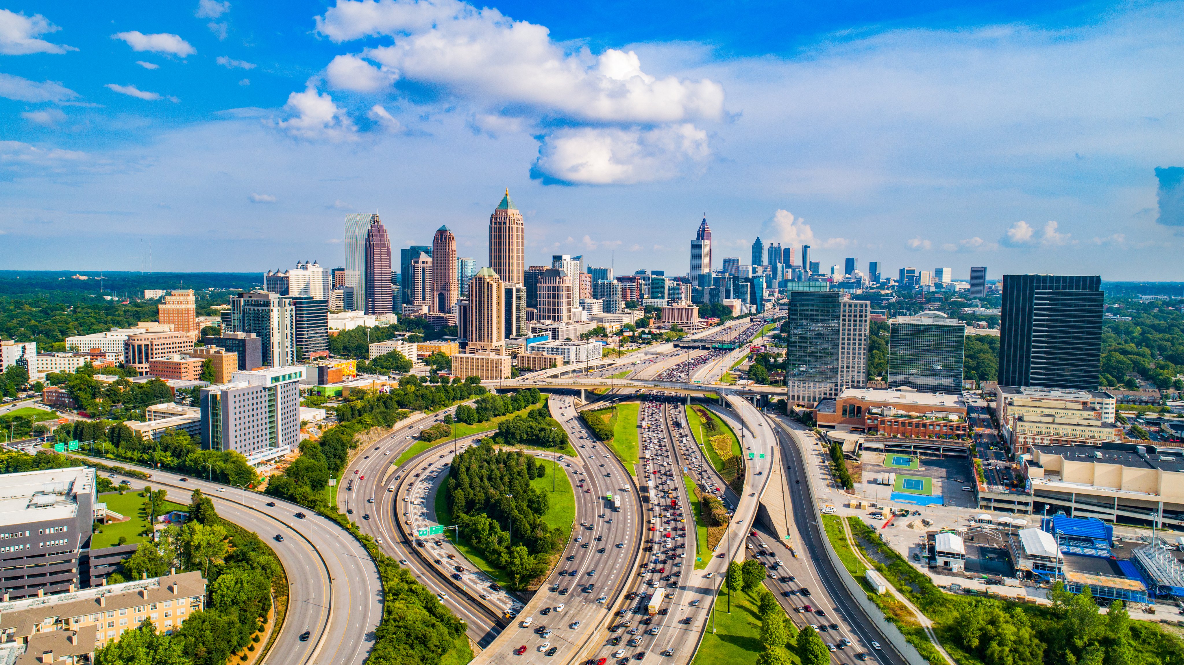Atlanta, Georgia downtown skyline aerial