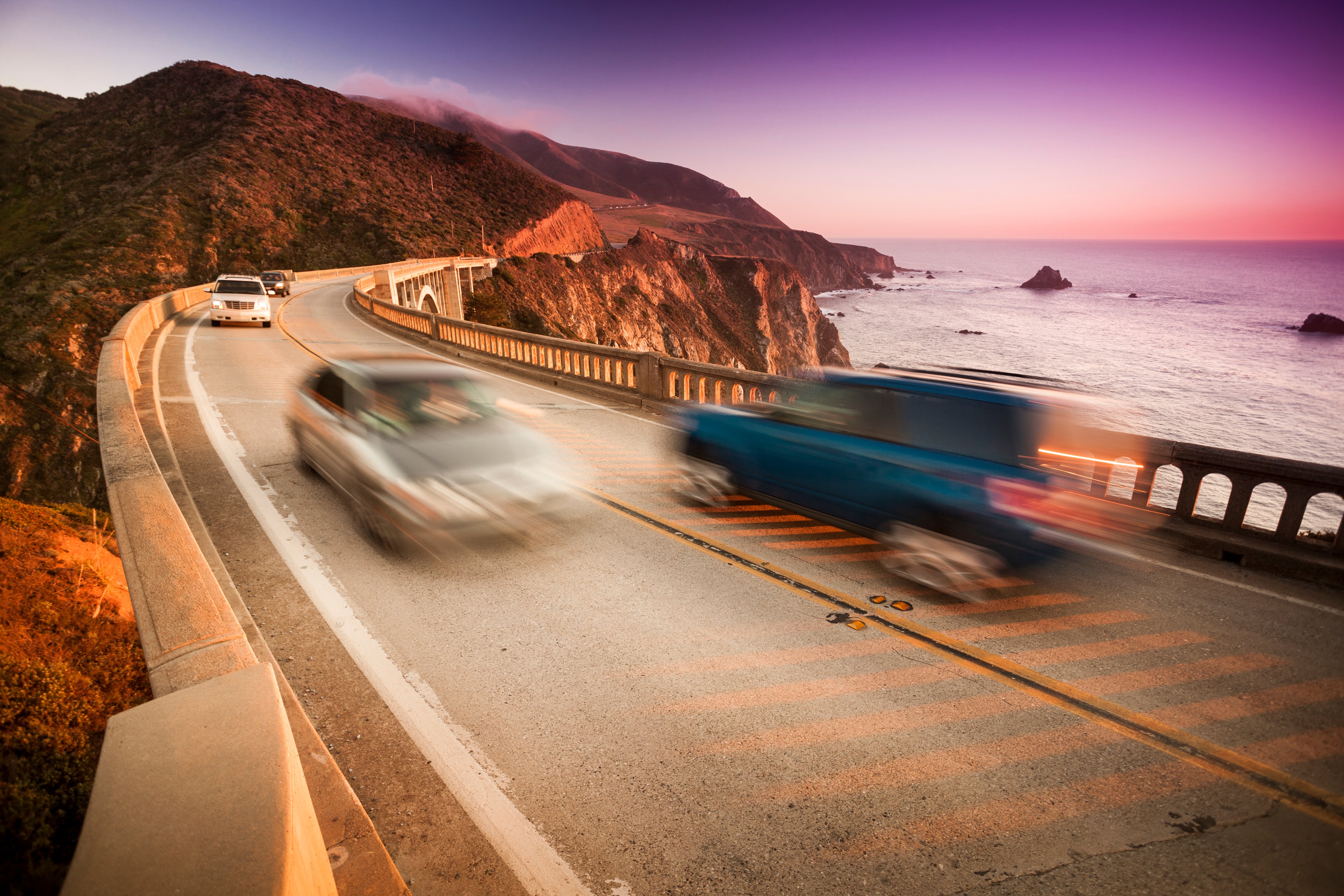 Bixby Bridge on highway 1 near the rocky Big Sur coastline of the Pacific Ocean California, USA