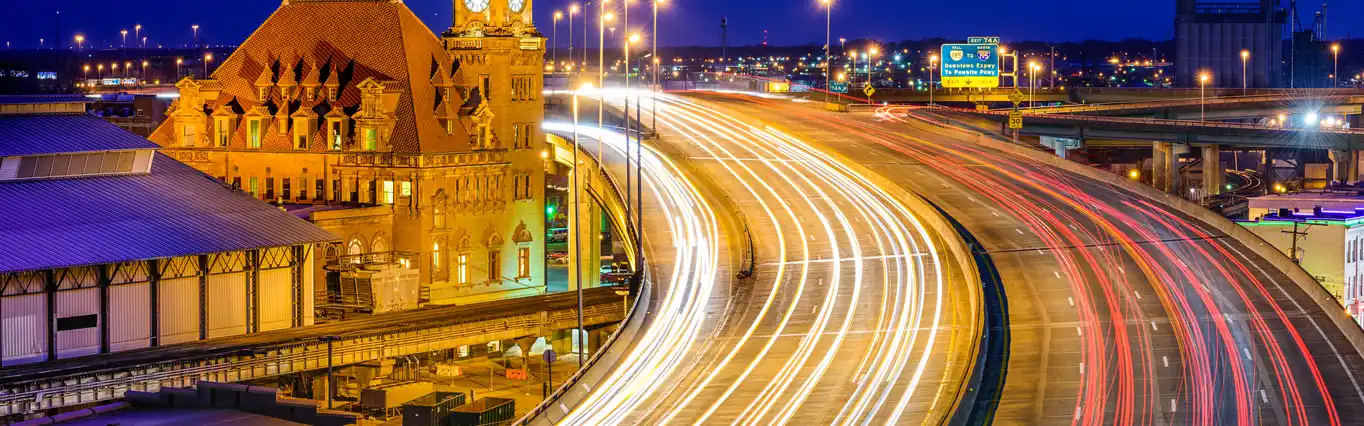 Main Street Station and Interstate 95 in Richmond, Virginia