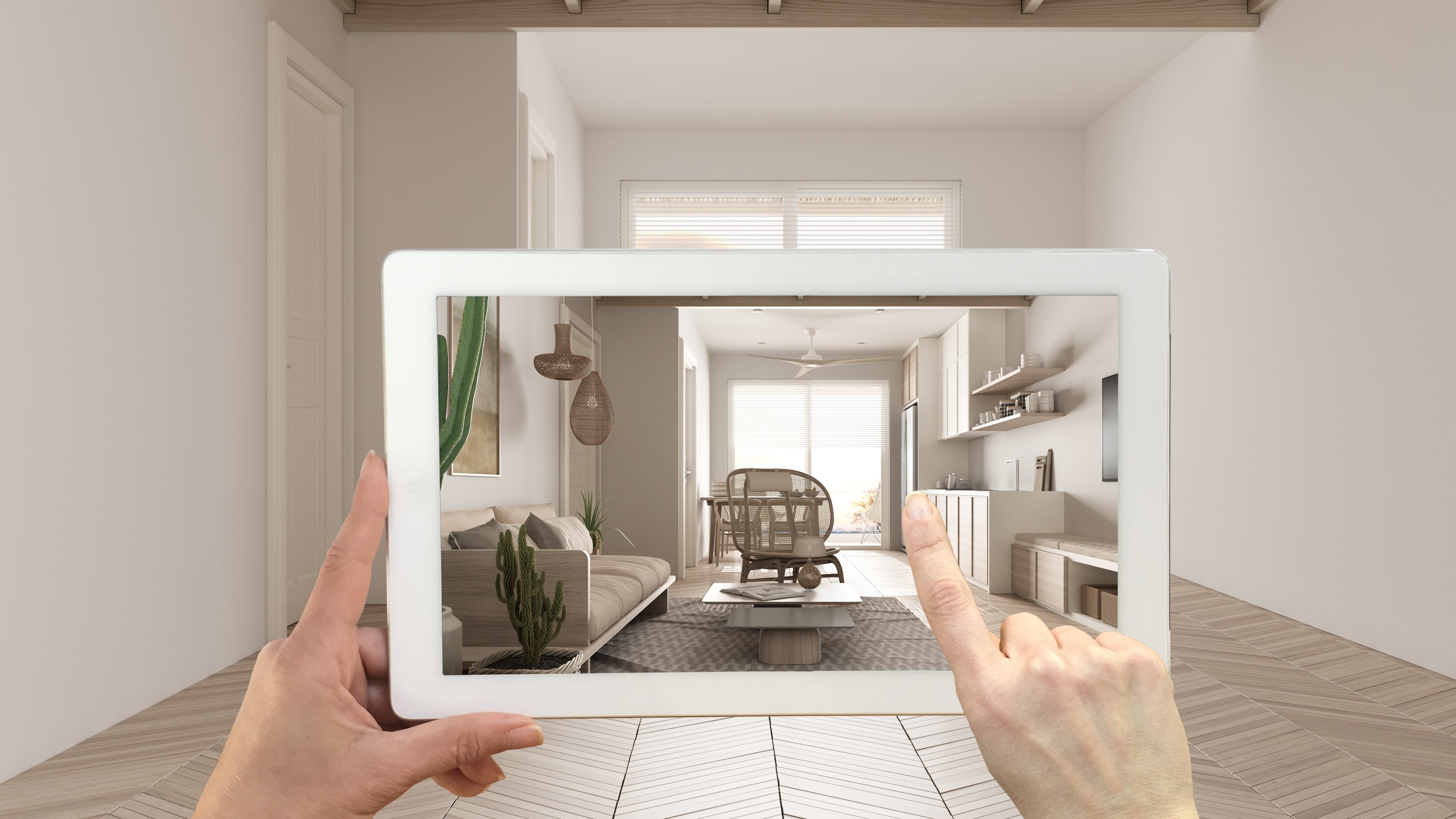 Photographing the living room through a mobile device