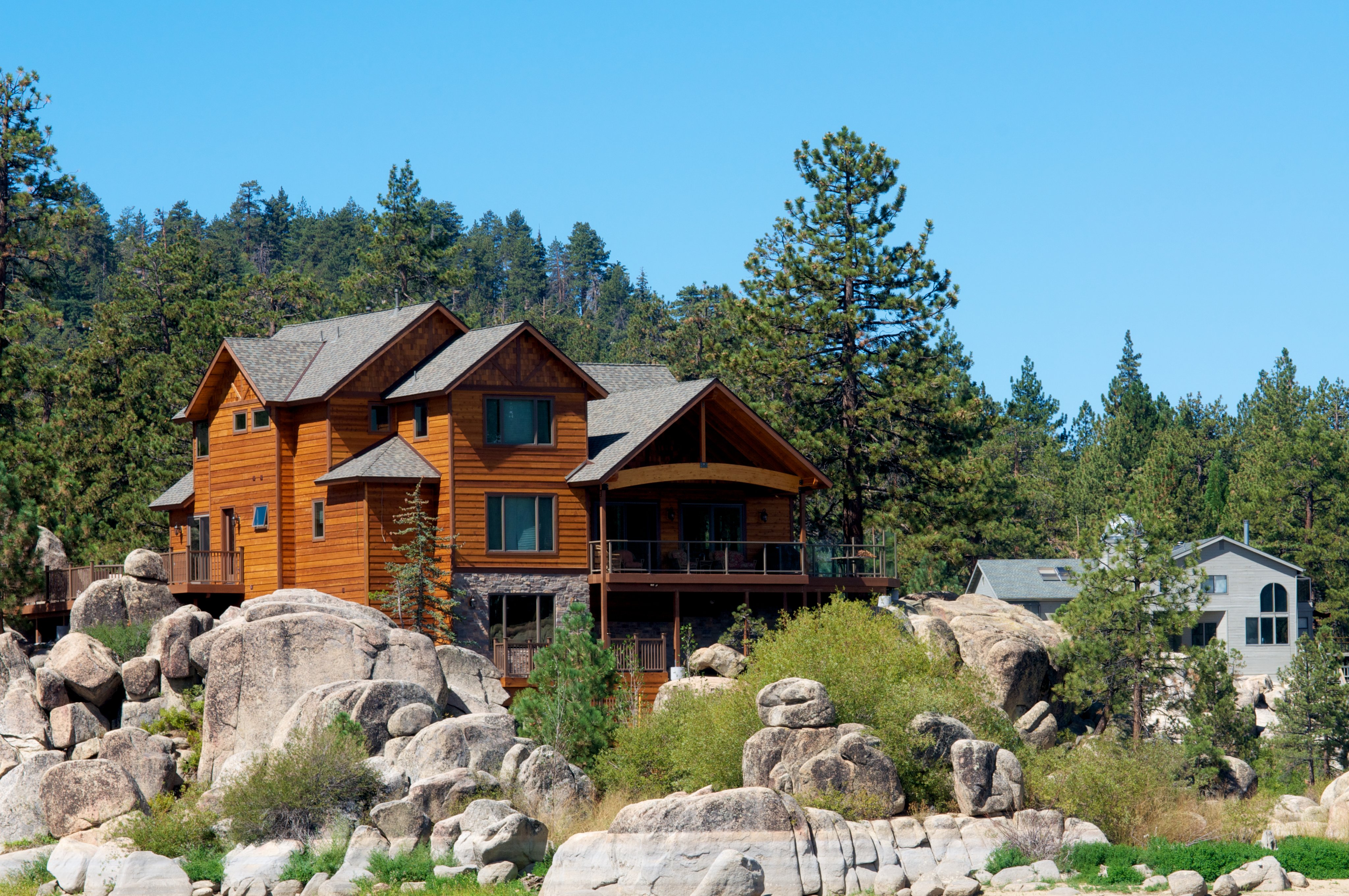 Wood cabin in a California forest