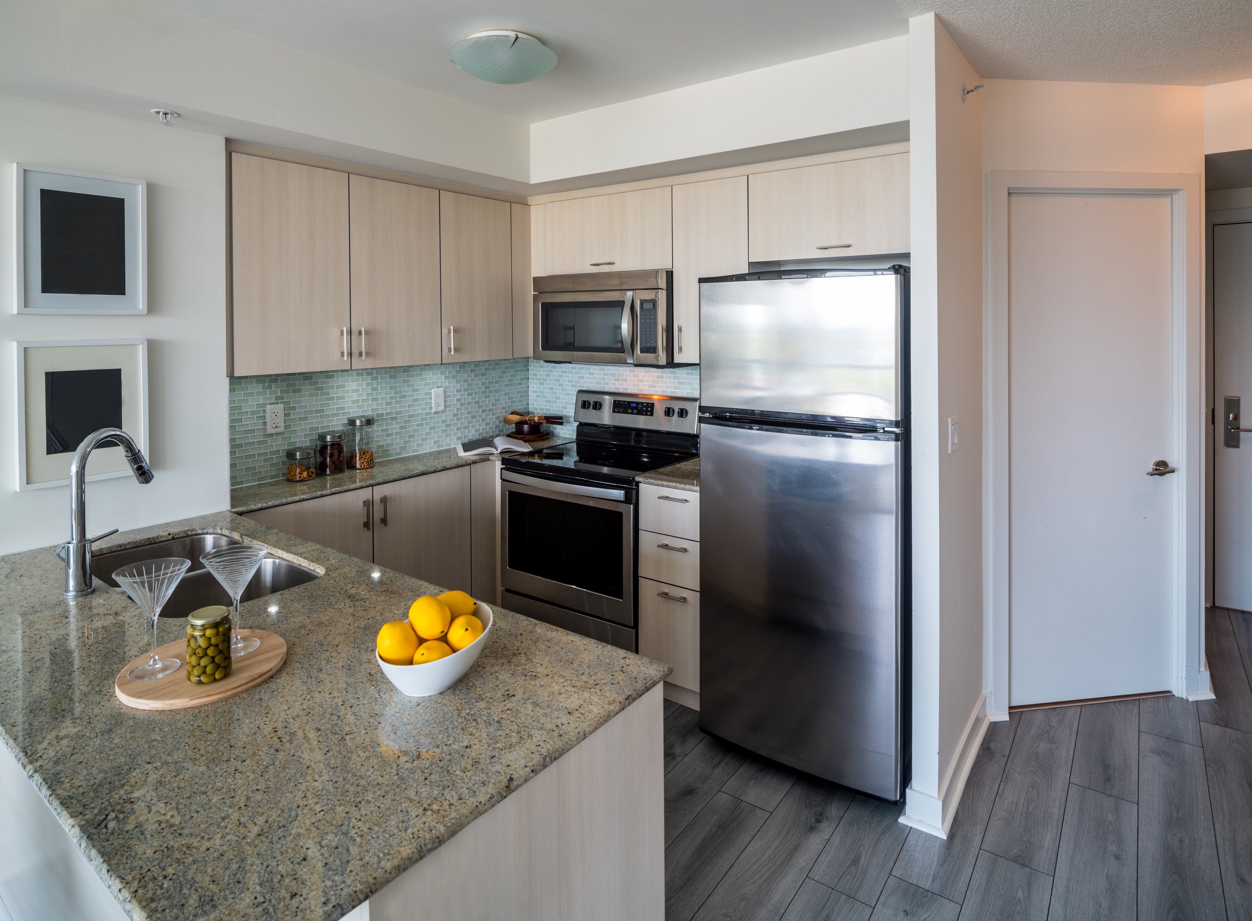 Kitchen interior of small rental condo property