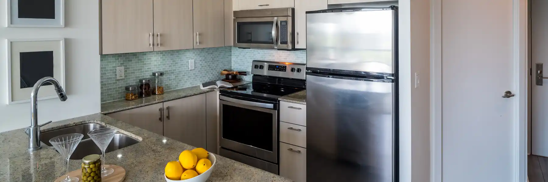 Kitchen interior of small rental condo property