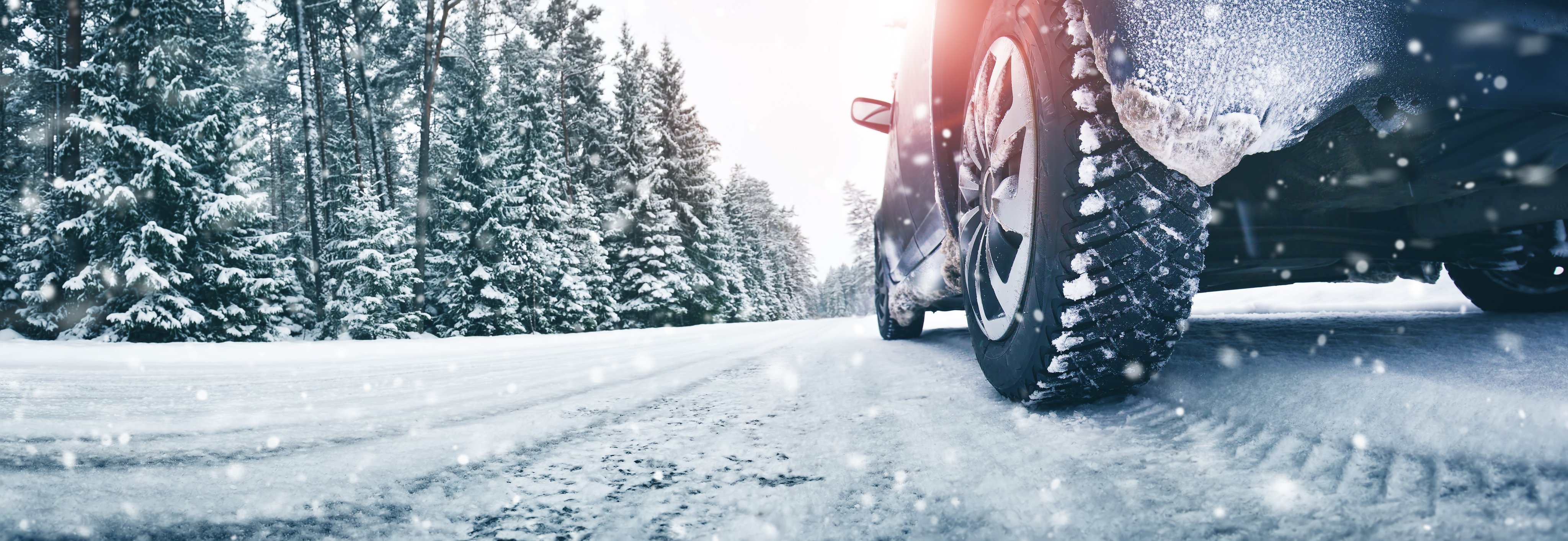 Car driving in the snow