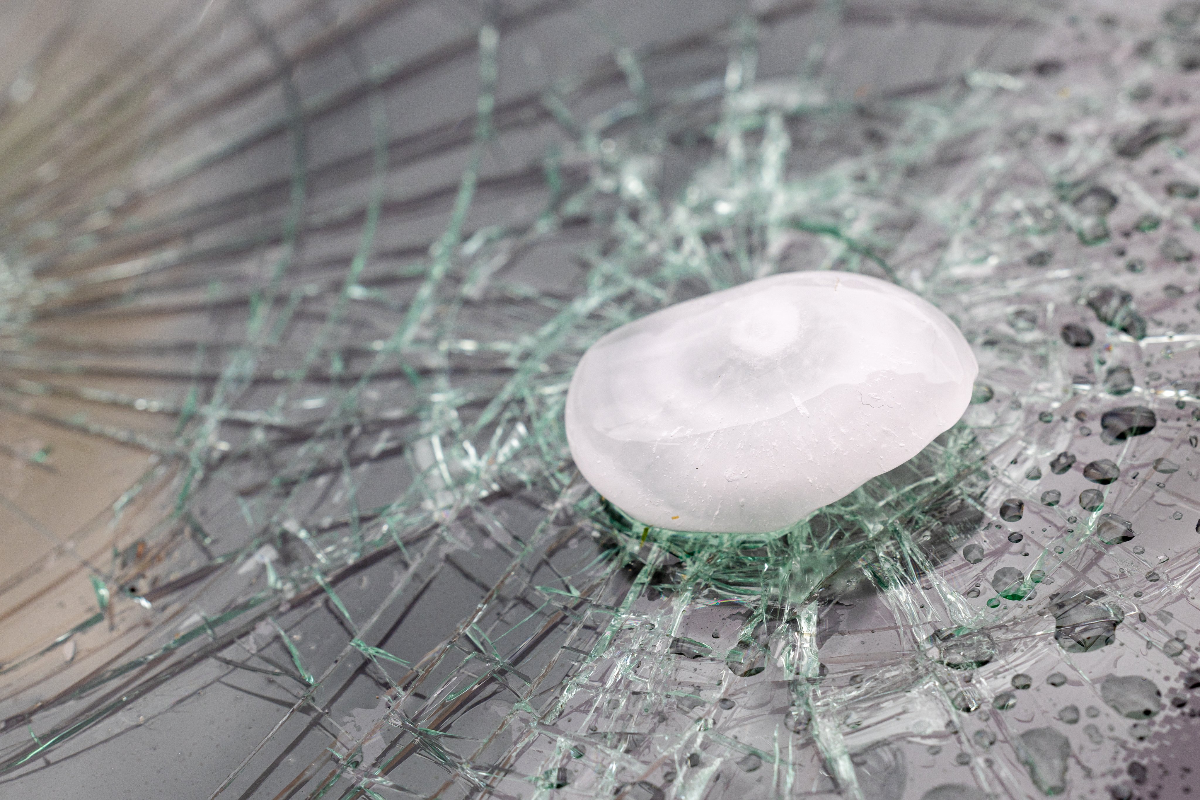 Hail damaged windshield