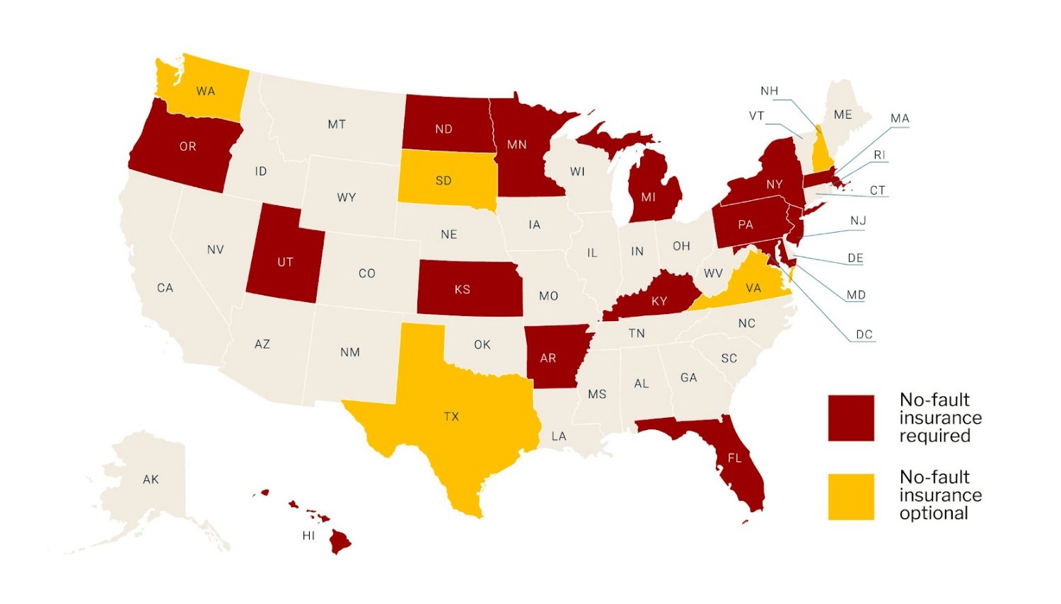 Map of Personal Injury Protection