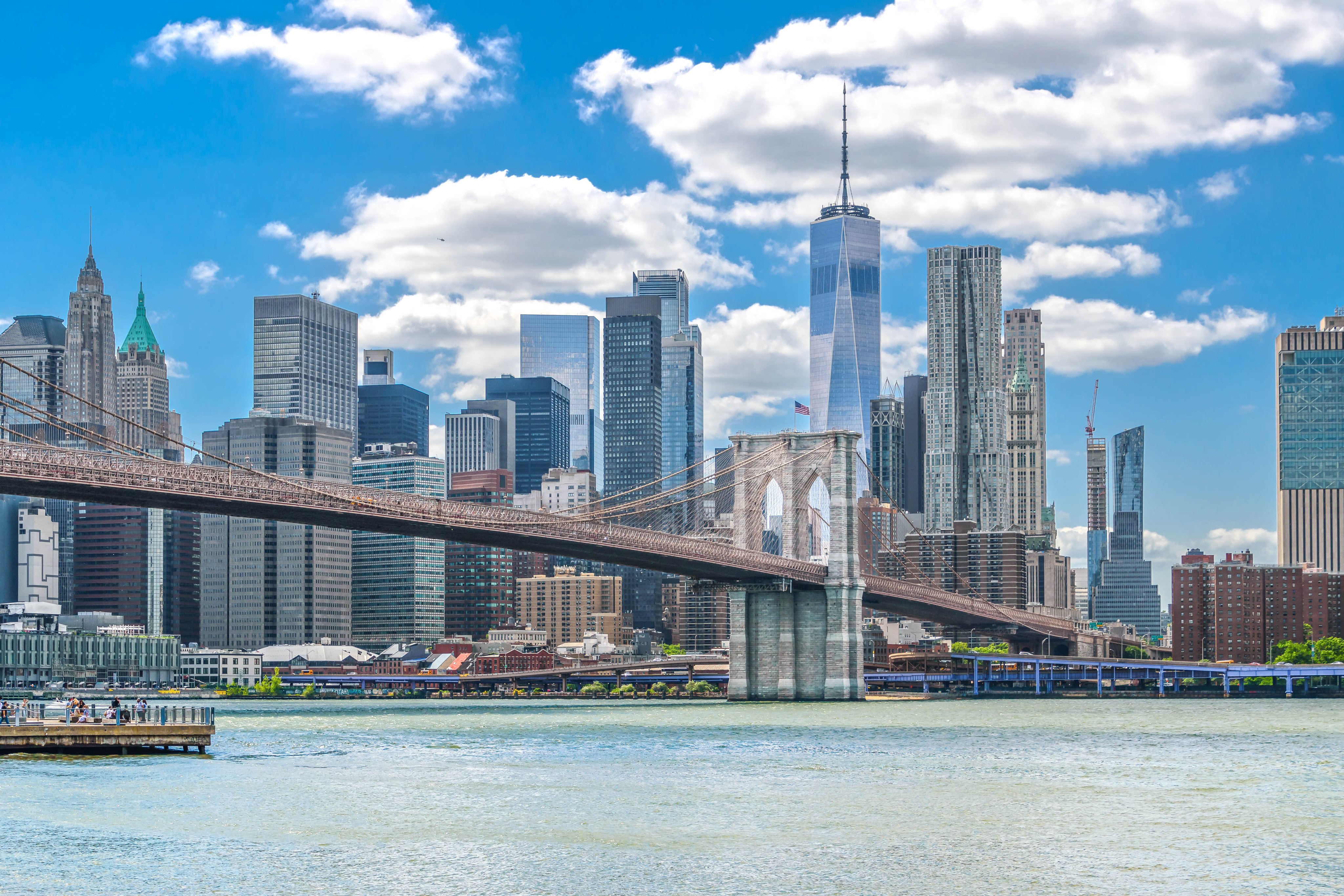 The historic Brooklyn Bridge with Manhattan in the background