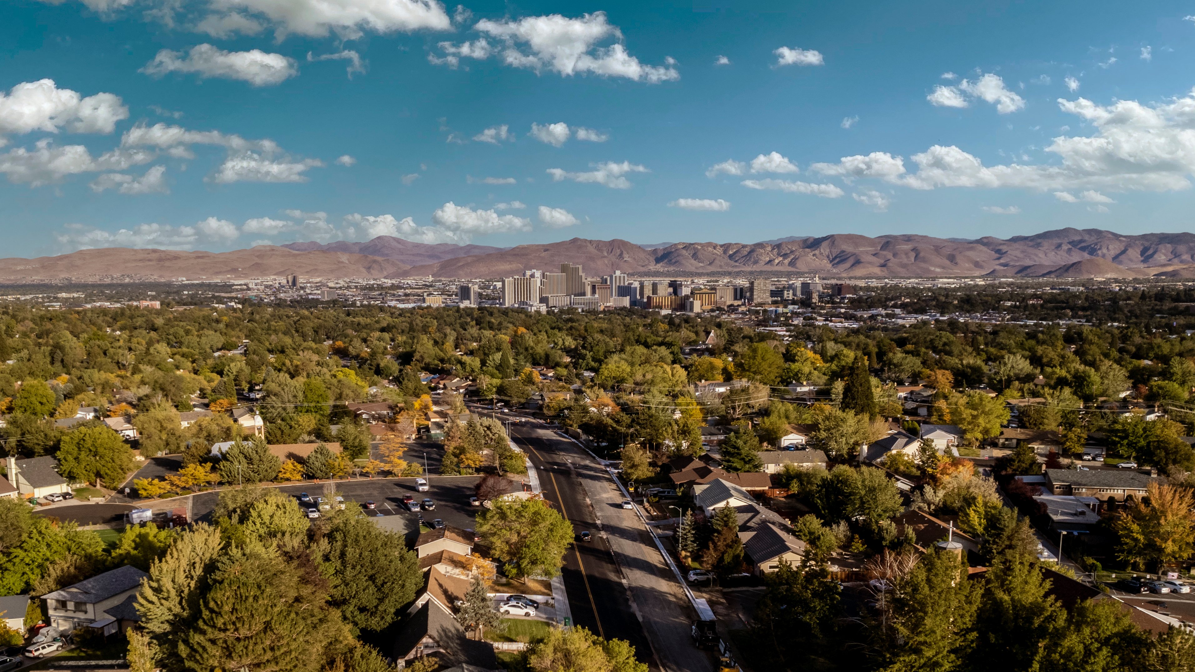 High quality stock aerial photos of the Reno, Nevada skyline.