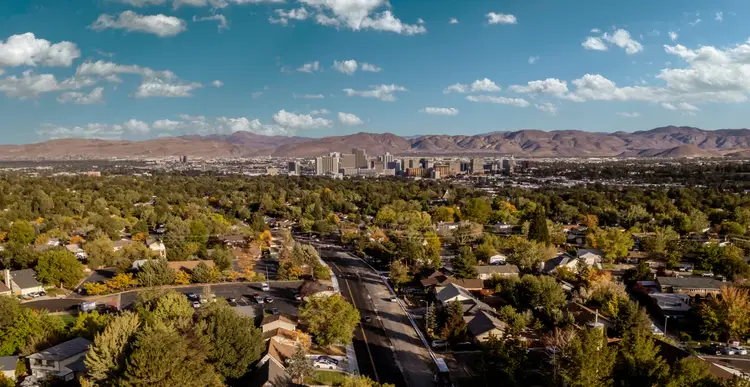 High quality stock aerial photos of the Reno, Nevada skyline.