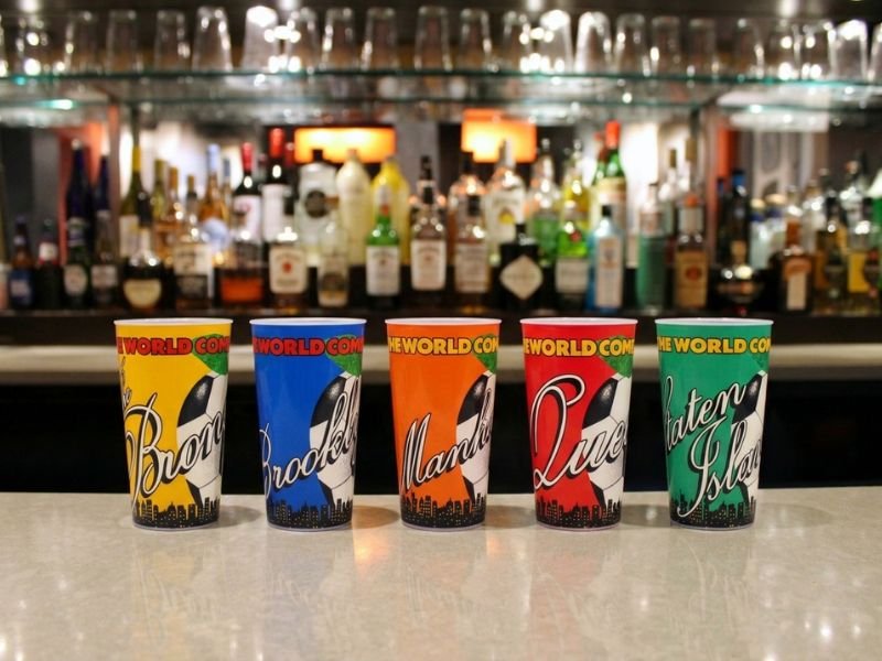 All 5 Collectible FIFA Cups at the Ameritania Bar
