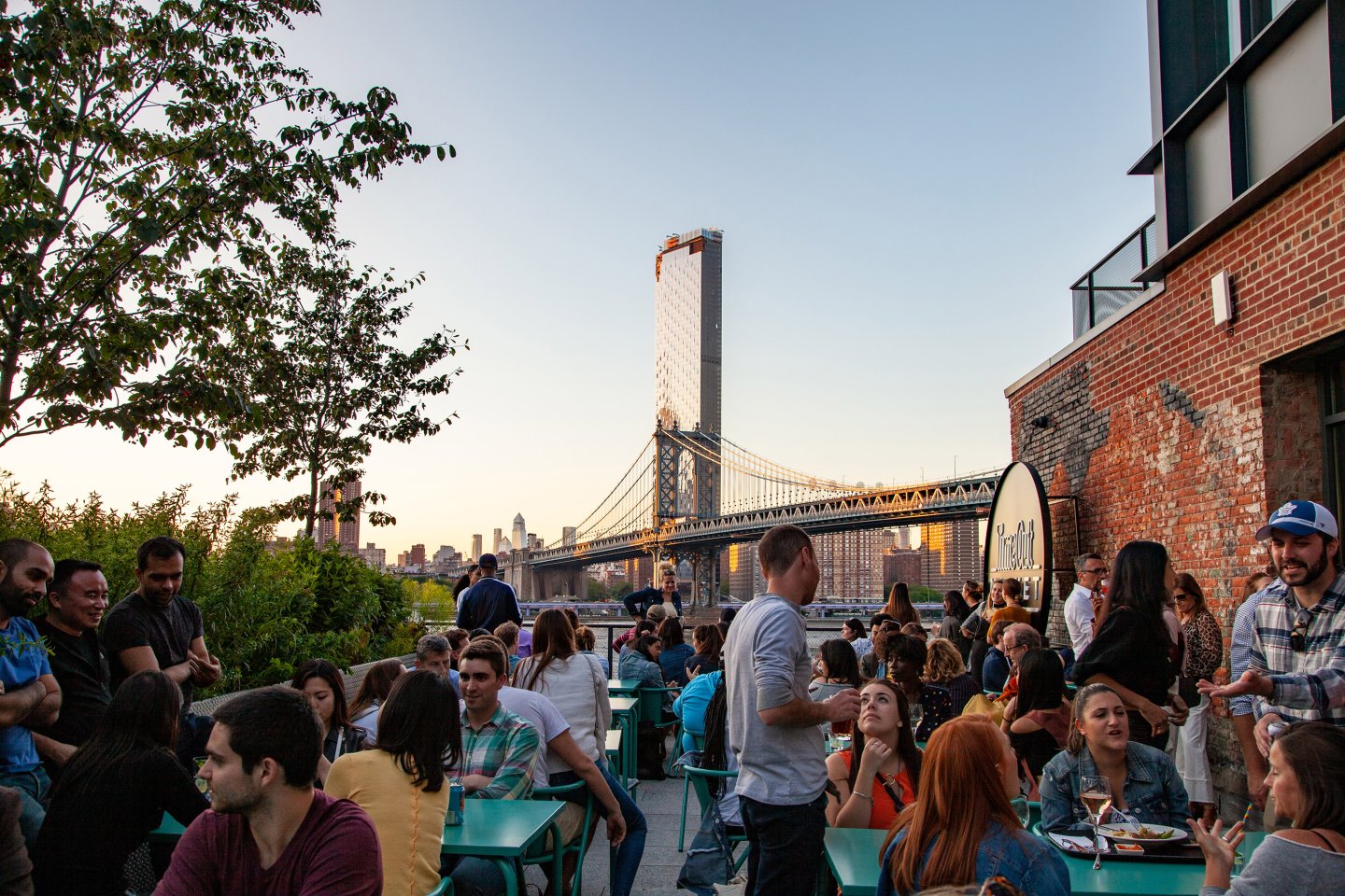 Time Out Market outdoor Eating in DUMBO, Brooklyn, NYC