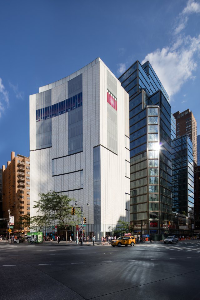 A tall rectangular white building