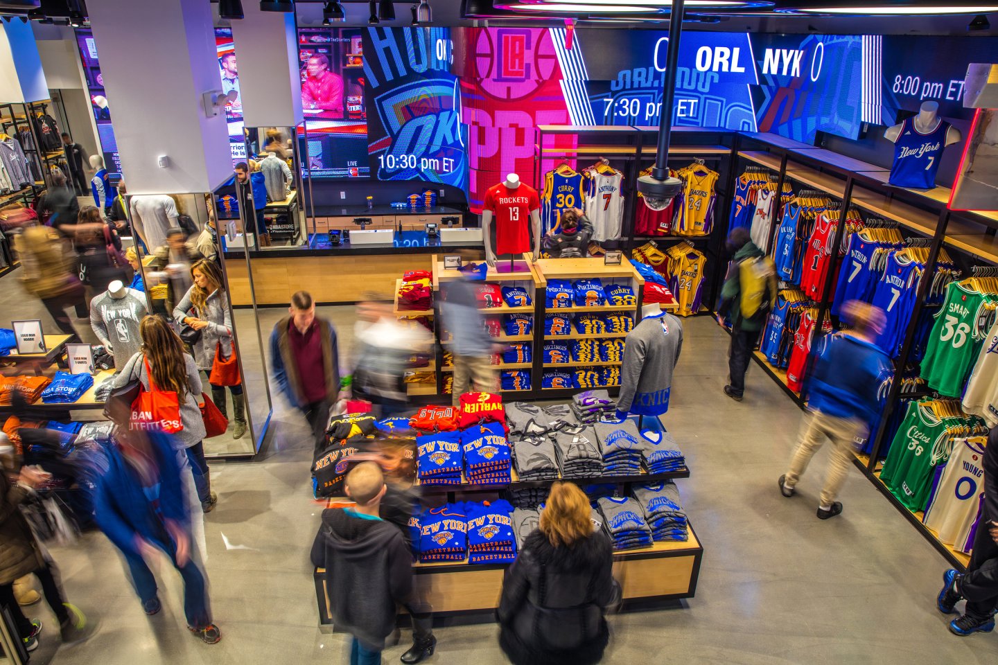 customers shopping at the NBA Store