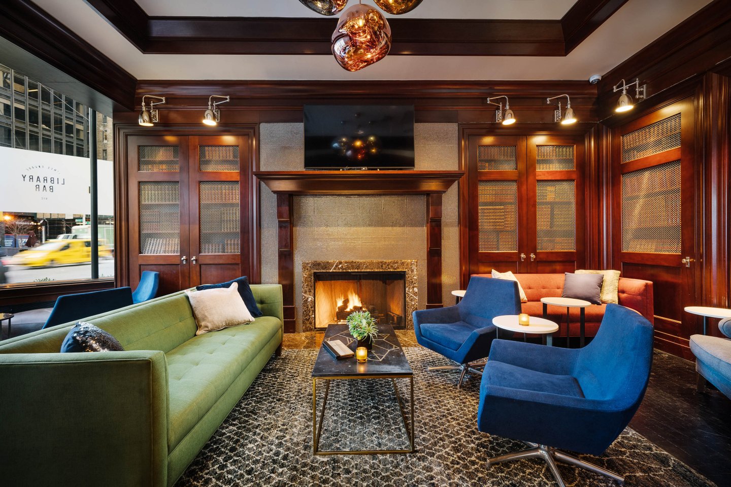 Starbucks café and library bar, at the Sheraton New York Times Square Hotel, in Manhattan