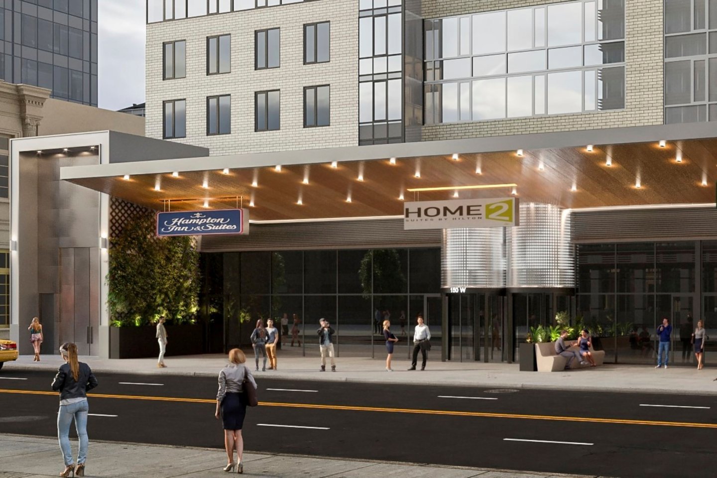 Entrance of Hampton Inn by Hilton New York Times Square