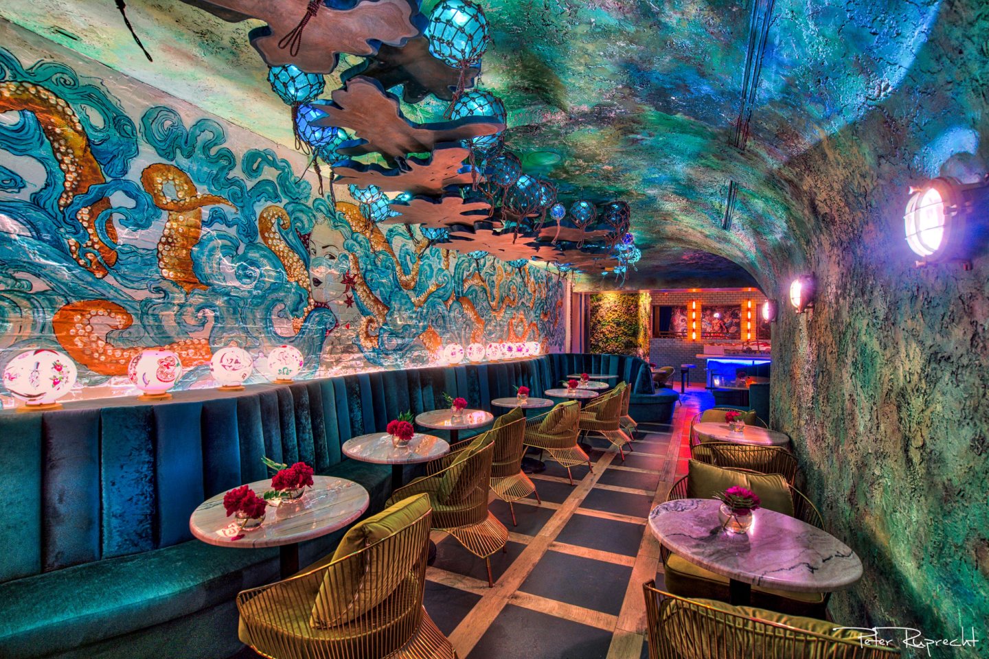 Interior of Lamia's Fish Market Restaurant in Manhattan, NYC