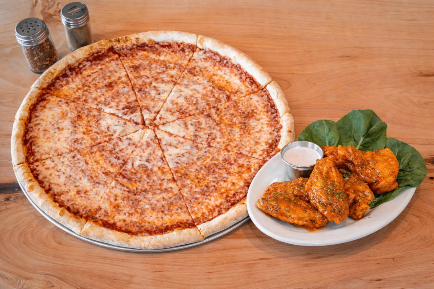 Pizza and Buffalo wings