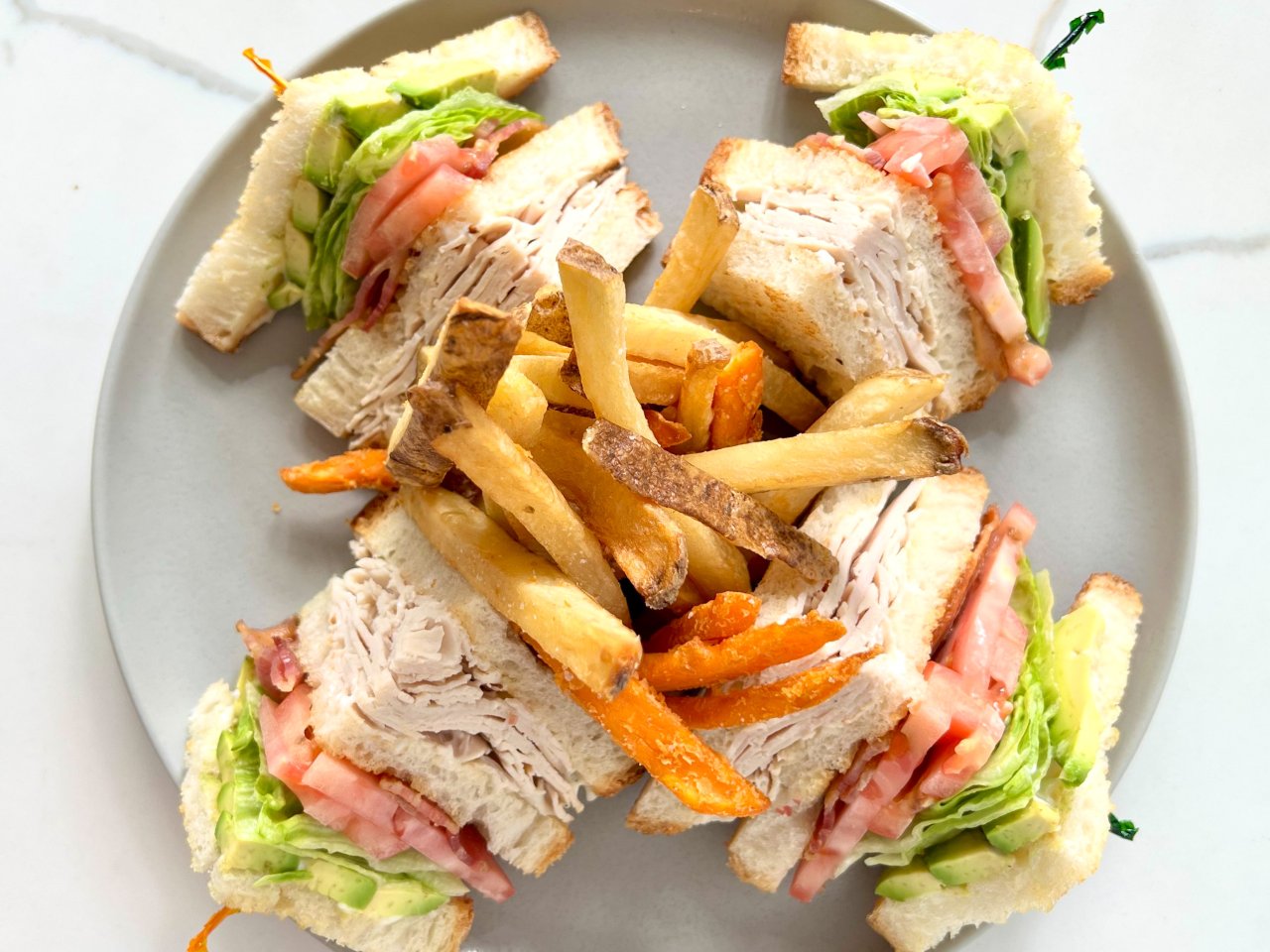 Turkeu Club Sandwich with Mixed house cut fries