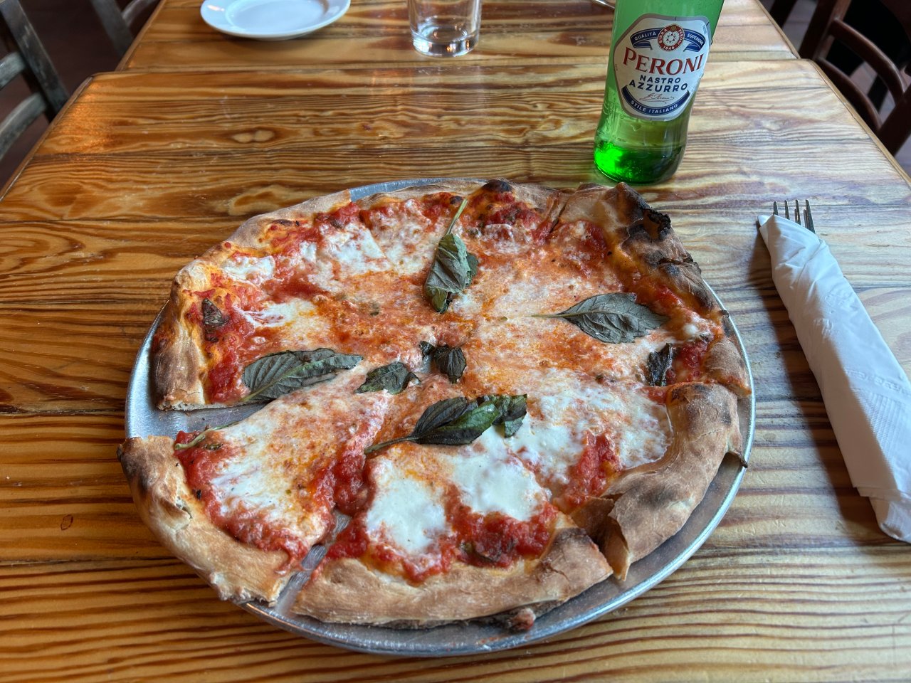 Pizza with a beer