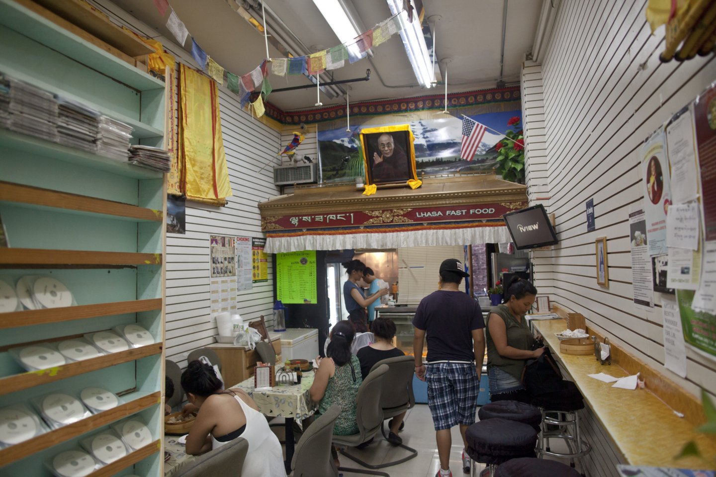 Interior of Lhasa Fast Food in Jackson Heights, NYC