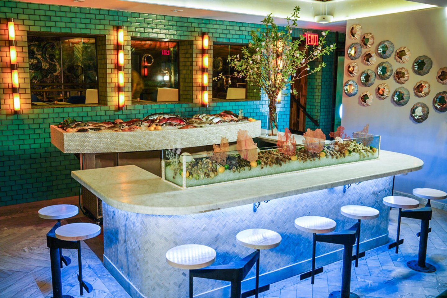 Interior of Lamia's Fish Market Restaurant in Manhattan, NYC