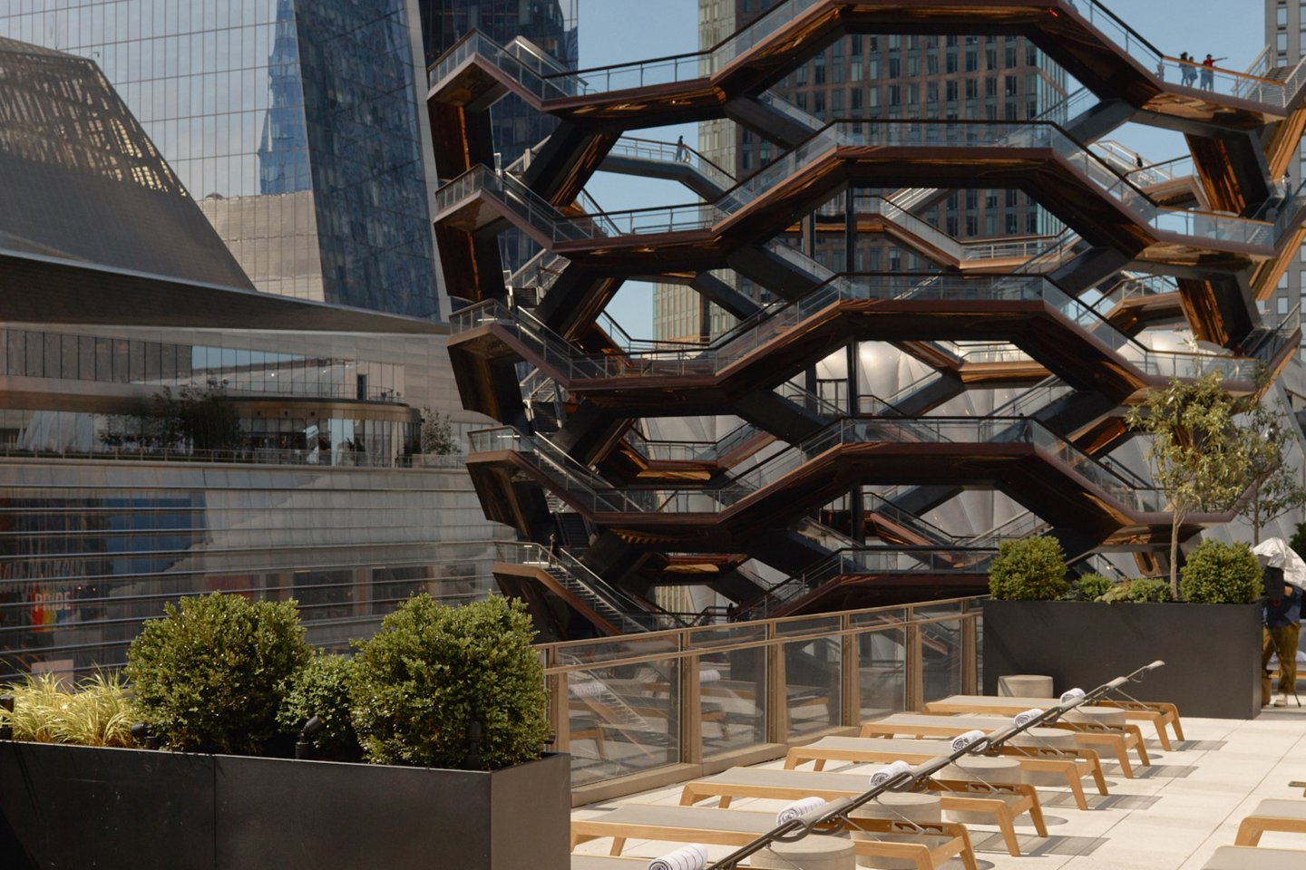 View from terrace in Equinox Hotel in Hudson Yards, NYC