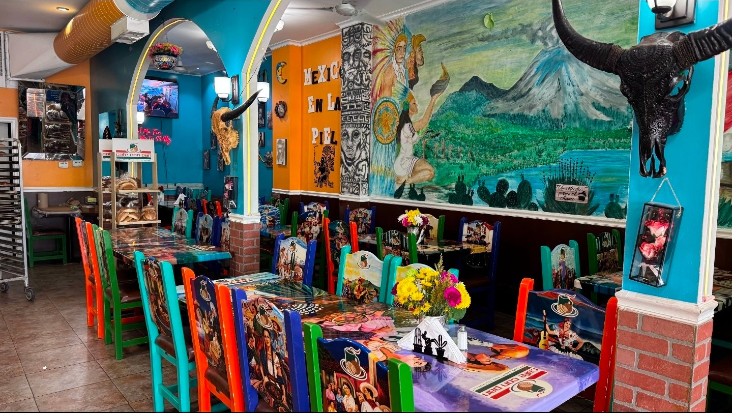 Cafe Con Pan is filled with decor celebrating Mexican Heritage and Culture.