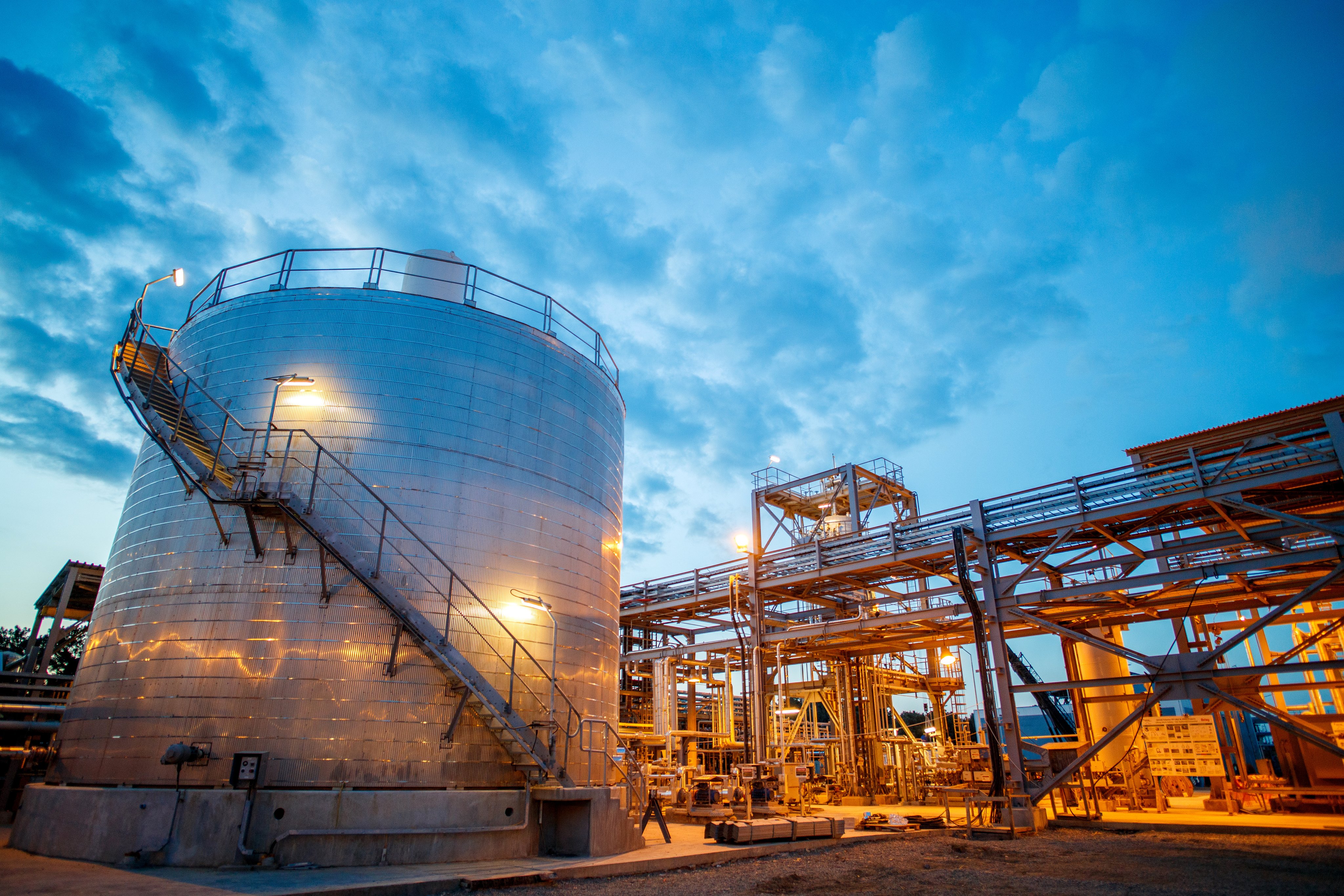 oil and gas processing tank and pipes __