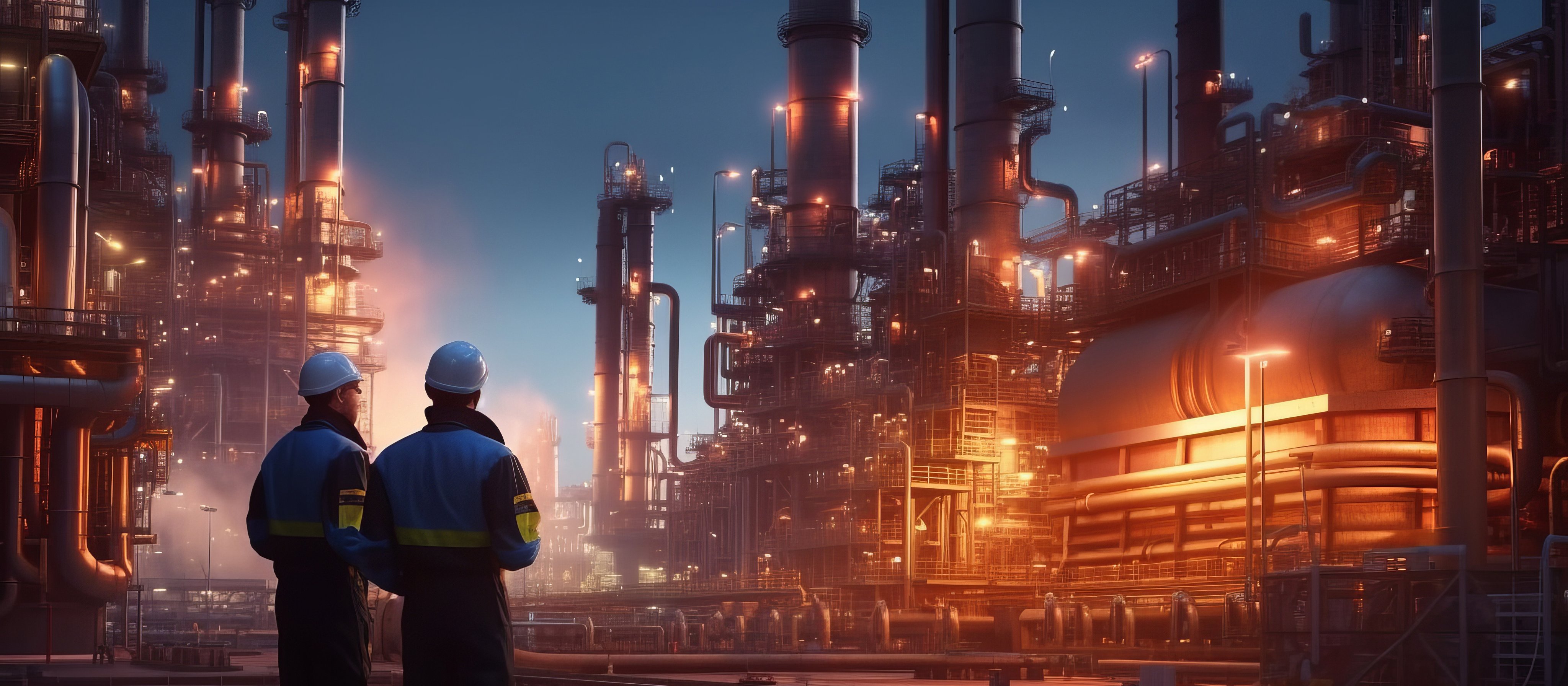 Refinery industry engineer are working and discussing. Generative AI.