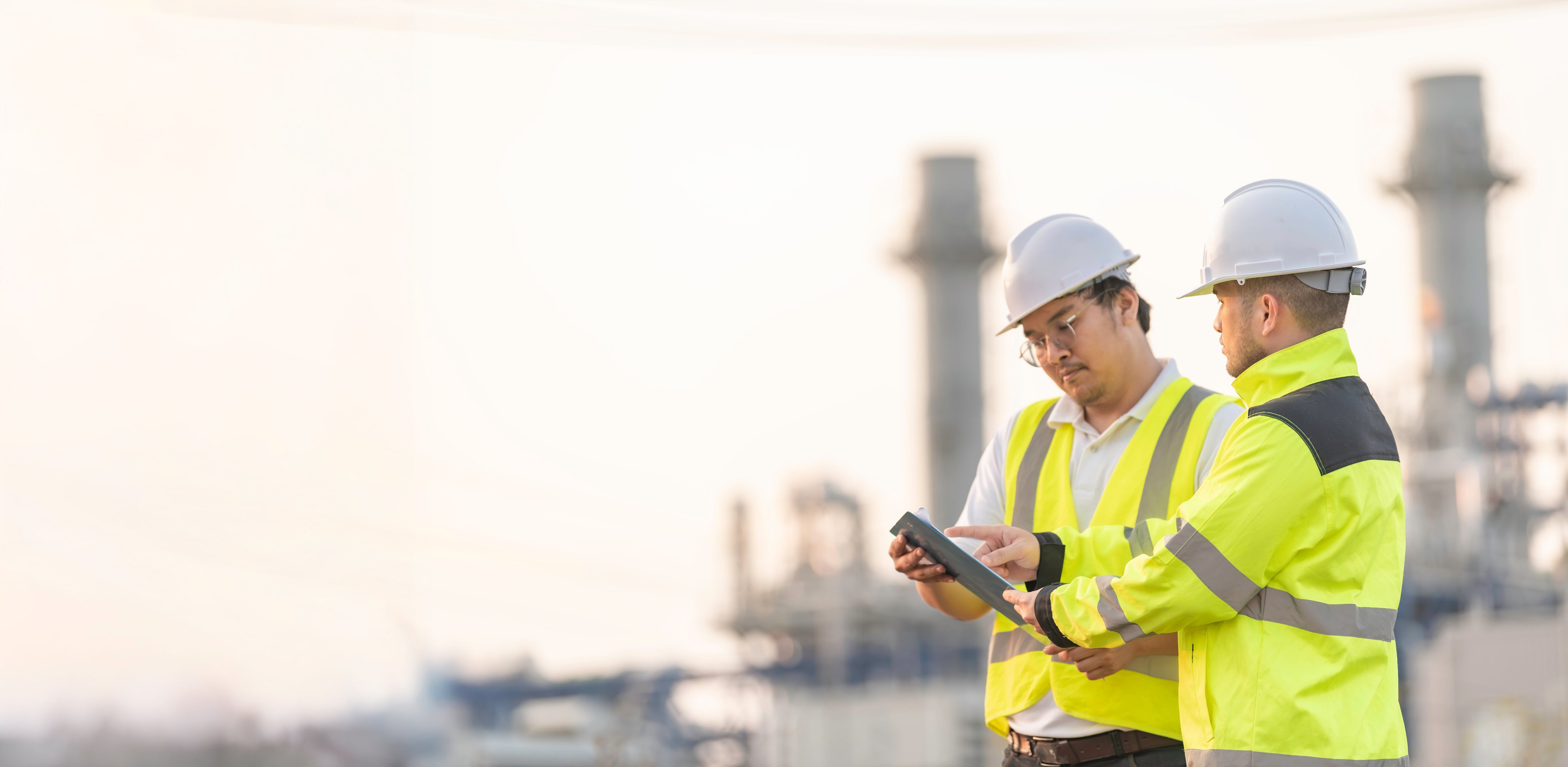 Group Asian man petrochemical engineer working at oil and gas refinery plant industry factory,The people worker man engineer work control at power plant energy industry manufacturing