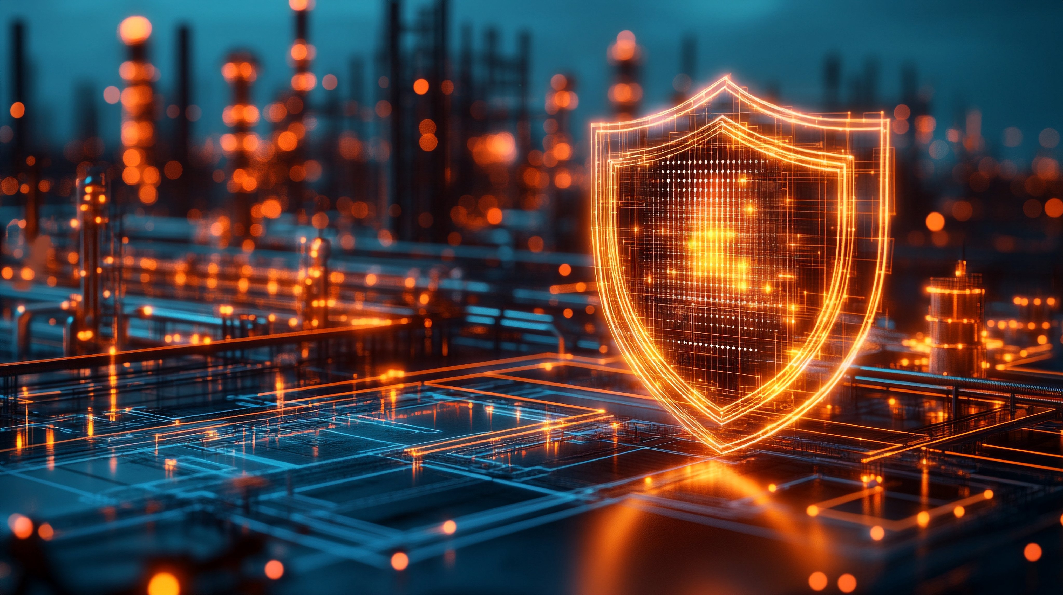 A shield overlaying an industrial facility symbolizes the protection of critical infrastructure in ukraine against threats caption space on the side --chaos 20 --ar 16:9 --stylize 200 --v 6.1 Job ID: ab650b73-409c-4b38-9e32-736dafa05ff6