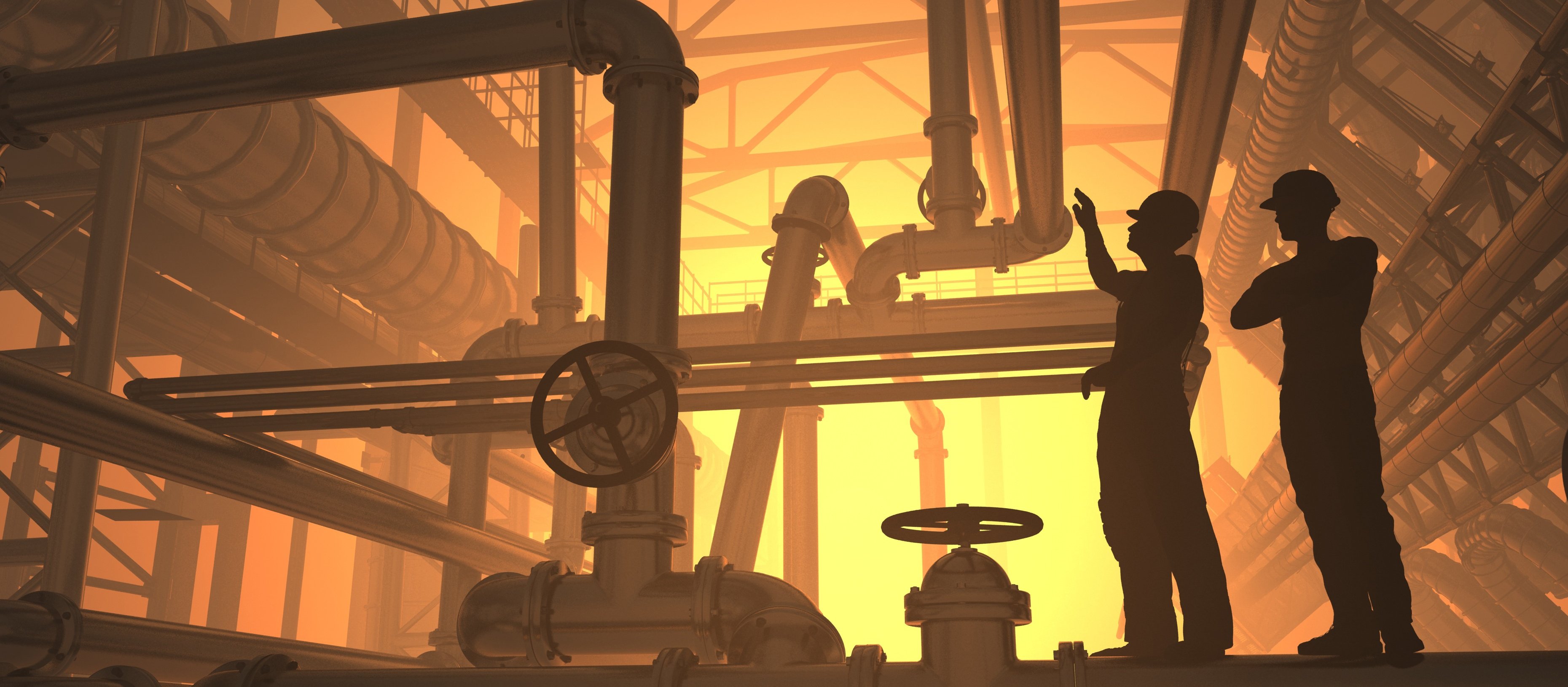 Silhouette of worker at the plant.