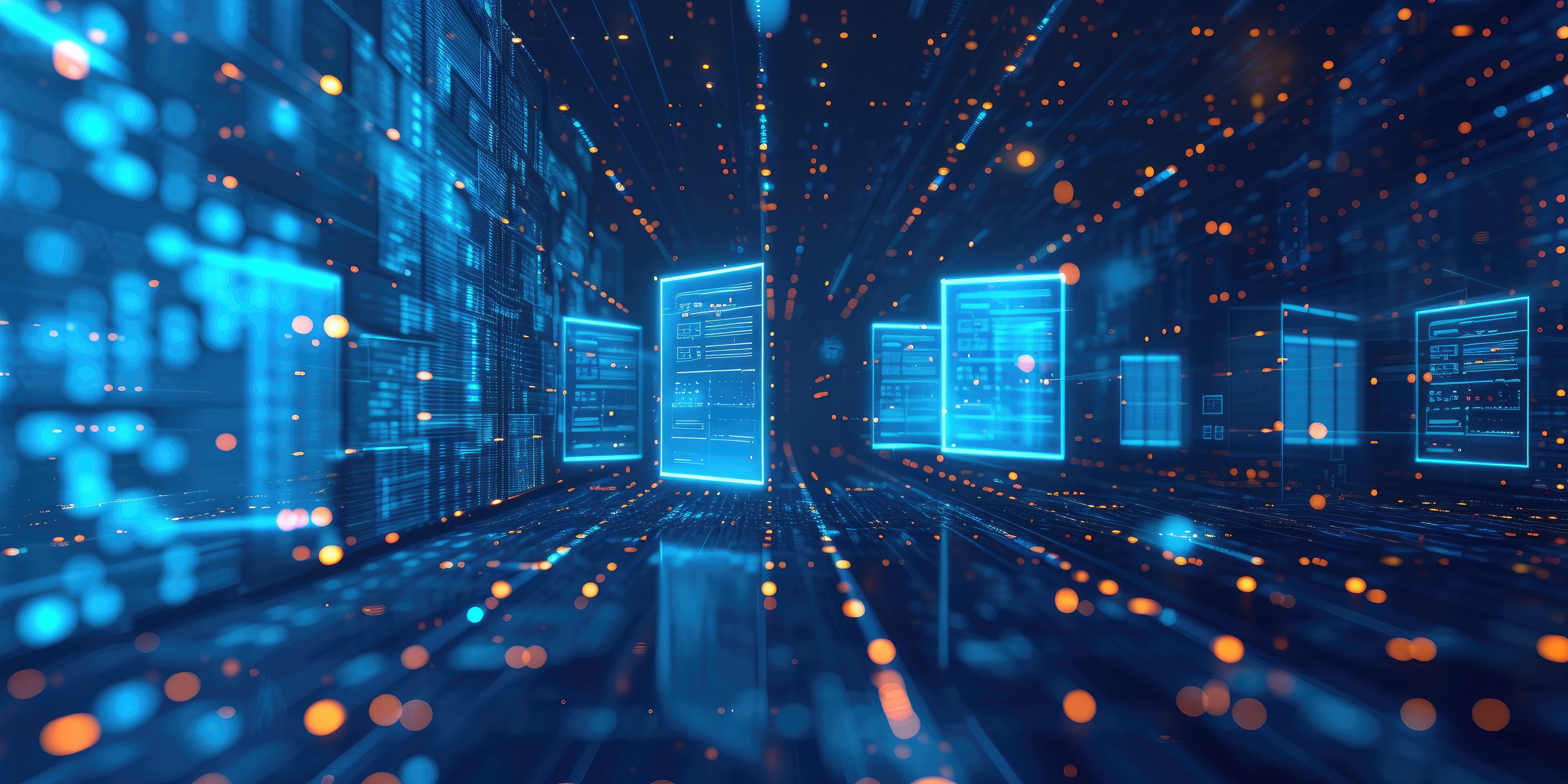 abstract network blue grid with files and folders, futuristic software interface, digital document management system, store, search and organize documents, corporate business, paperless office, blue color --ar 2:1 --style raw --stylize 137 --v 6 Job ID: d2fd8f32-2023-4444-9050-02e388d712d1