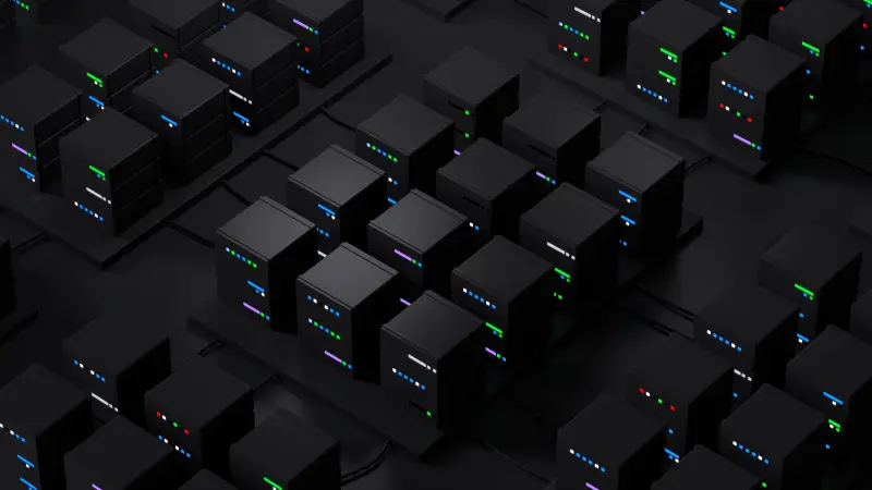 3d render of abstract database. Server stack concept. Data processing center.
