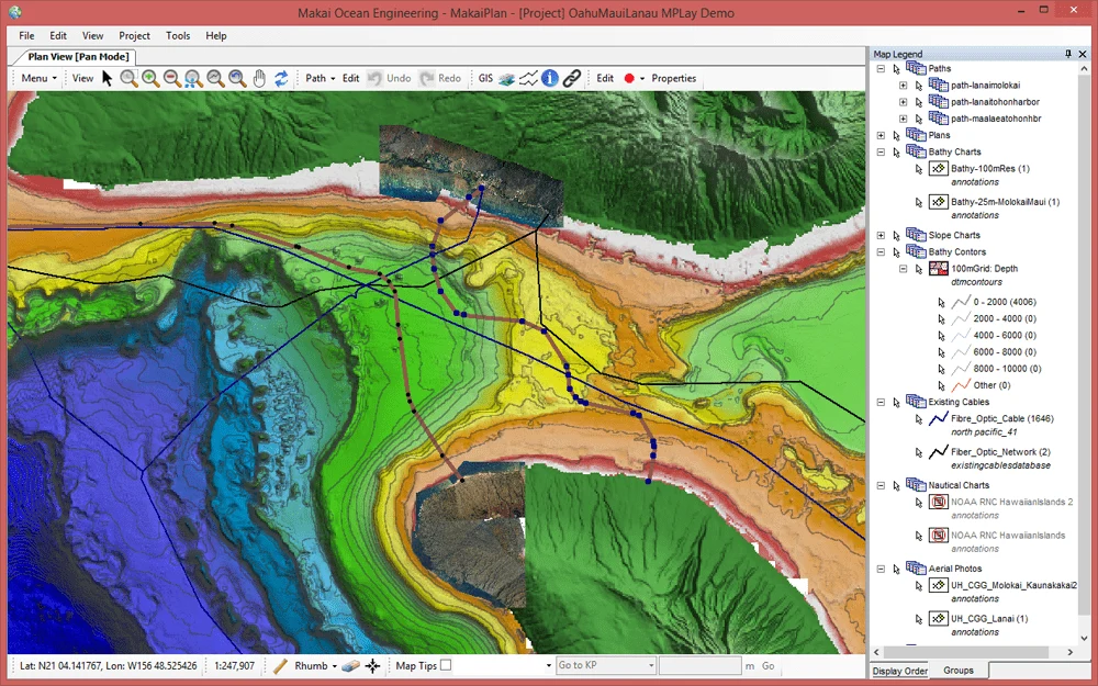 NON-OCTAVE SCREENSHOT of the Makai Ocean Engineering Undersea cable tool: Makai Plan Pro. NOTE: © 2026 Makai Ocean Engineering. Used with permission for this blog only. No reuse, reproduction, or distribution permitted.
