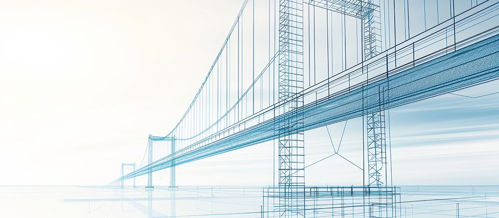 Hand-drawn blueprint of an innovative bridge, sketch, monochromatic, precise measurements, technical details, flat design illustration, high-resolution photo, realistic photo, cinematography