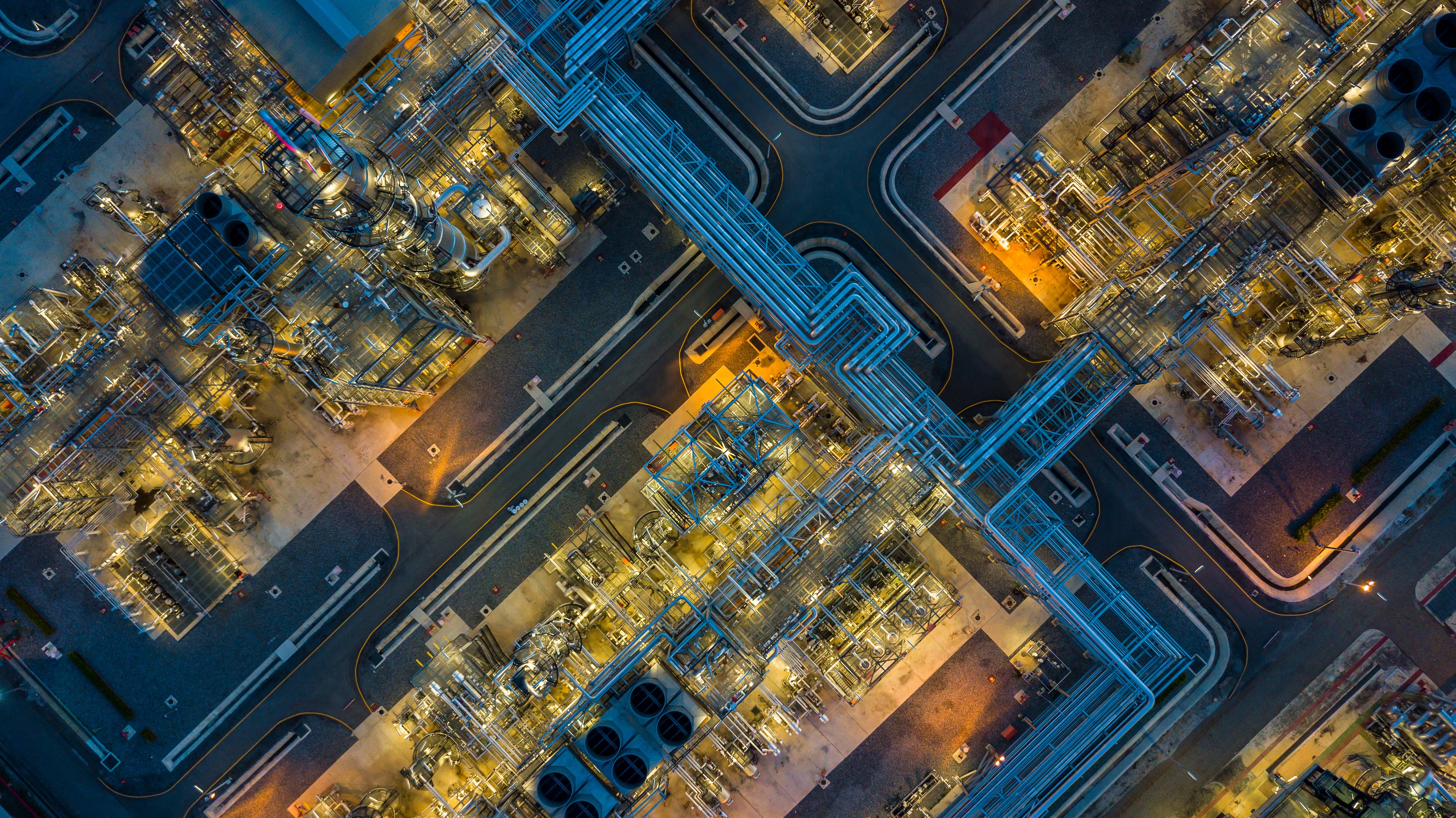 Aerial view Oil and Gas refinery plant Industrial petrochemical industry, Oil and gas refinery factory global business power and energy, Oil and gas refinery and petrochemical plant industrial.