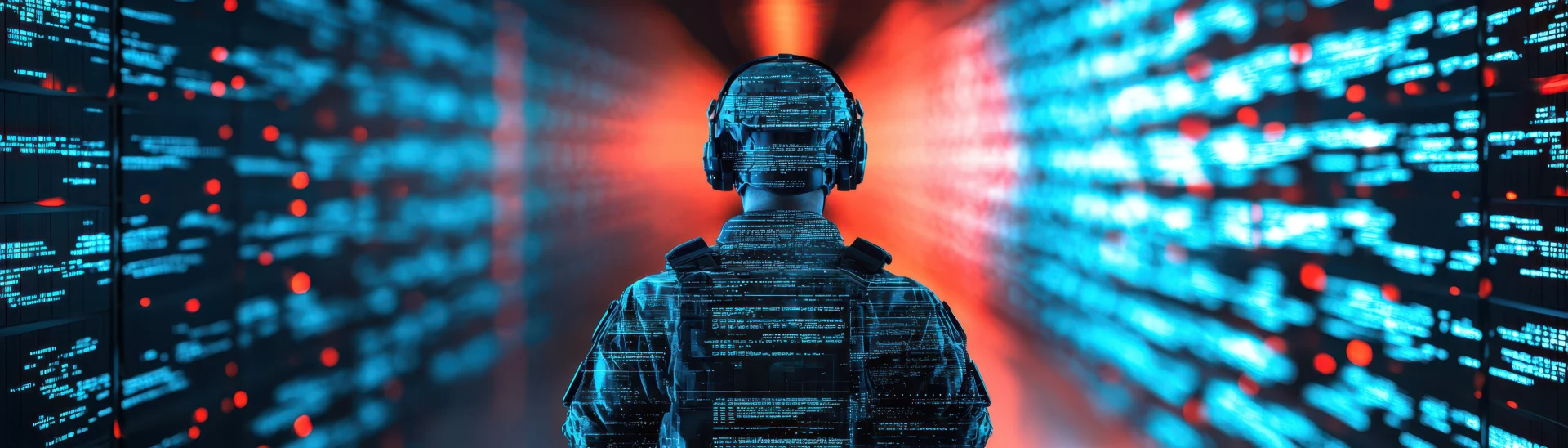 Cybersecurity warrior in digital armor fighting data breach in a virtual battlefield, AI protection concept --chaos 10 --ar 7:2 --quality 2 --profile 773tzfv --stylize 150 --v 6.1 Job ID: 4db32a42-9561-432e-9ee5-ad06787b718b