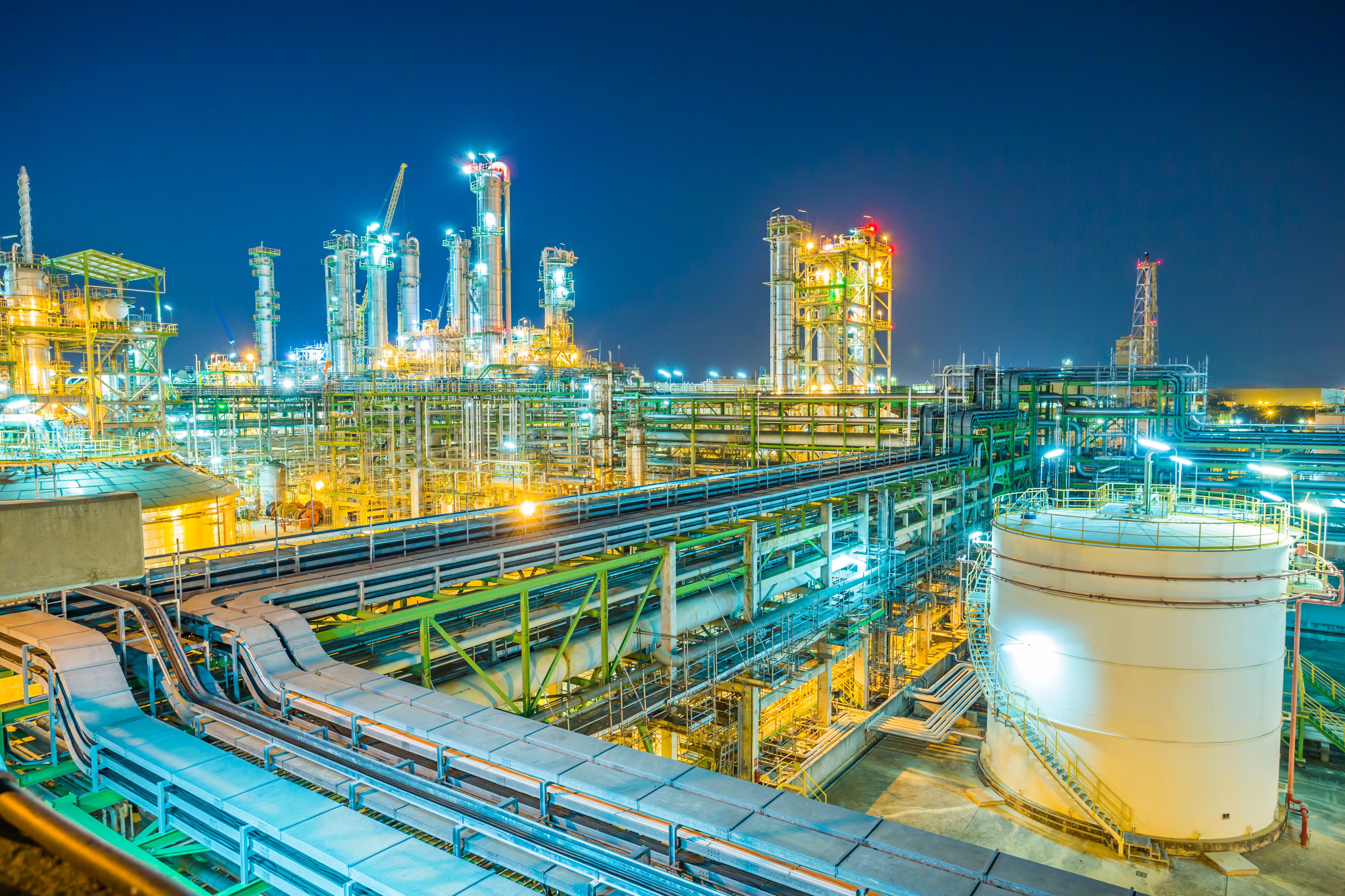 Beautiful refinery plant on evening twilight time 