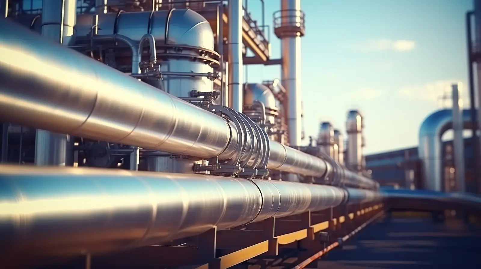 Gas pipes for the oil industry. a clean pipeline for renewable energy production. pipeline for gas or oil, pure hydrogen gas for the production of environmentally friendly electricity.Energy equipment for gas pipelines. High quality photo