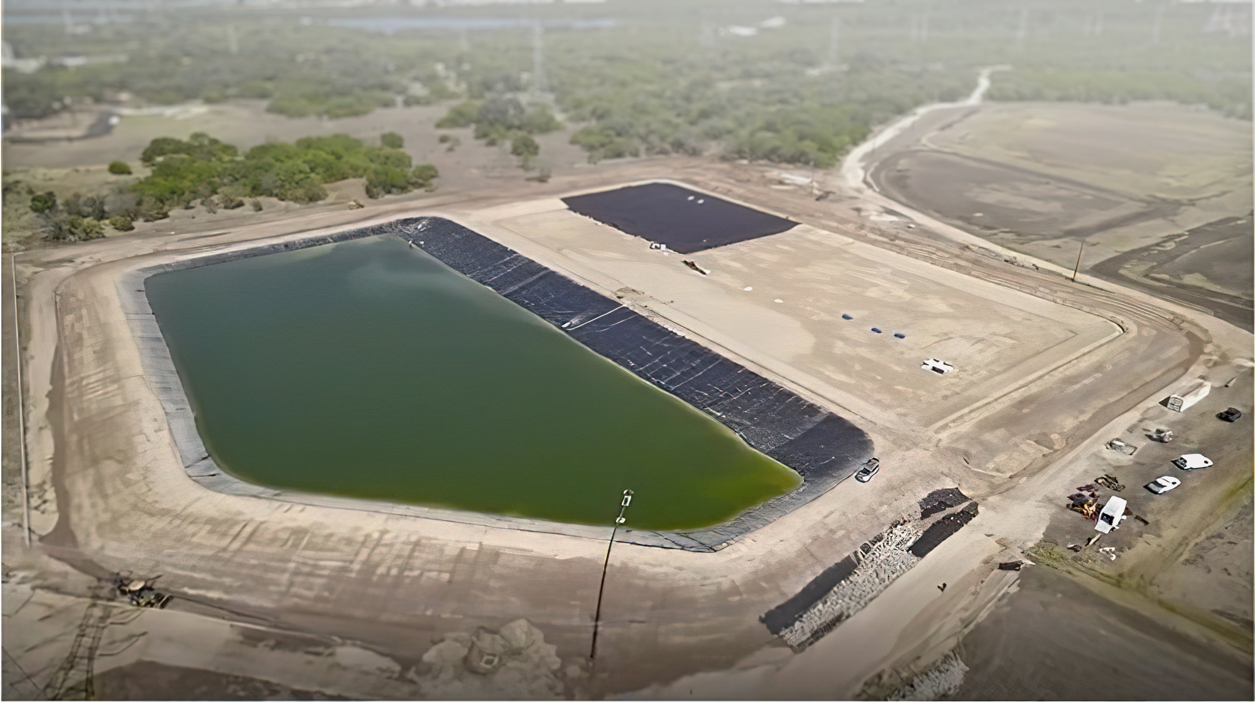 Lined evaporation pond with XR-5 Geomembrane.