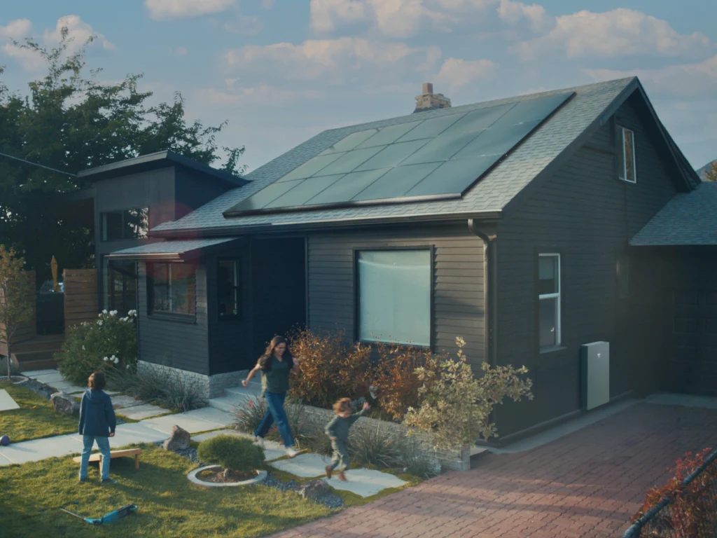 Home with solar panels and a battery